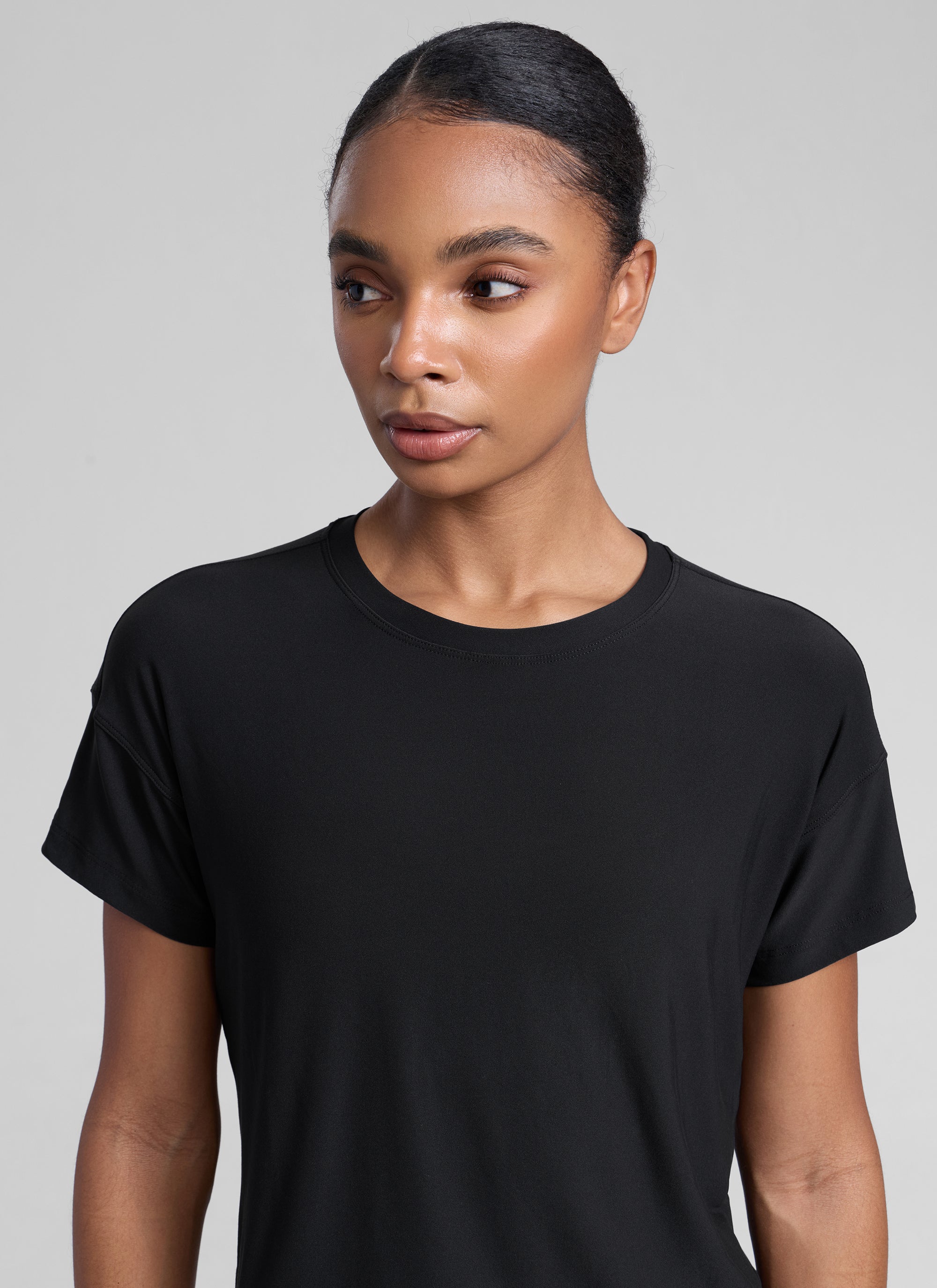 CRZ YOGA Women Cloudweight High Crew Neck Lightweight Loose Short Sleeve Black
