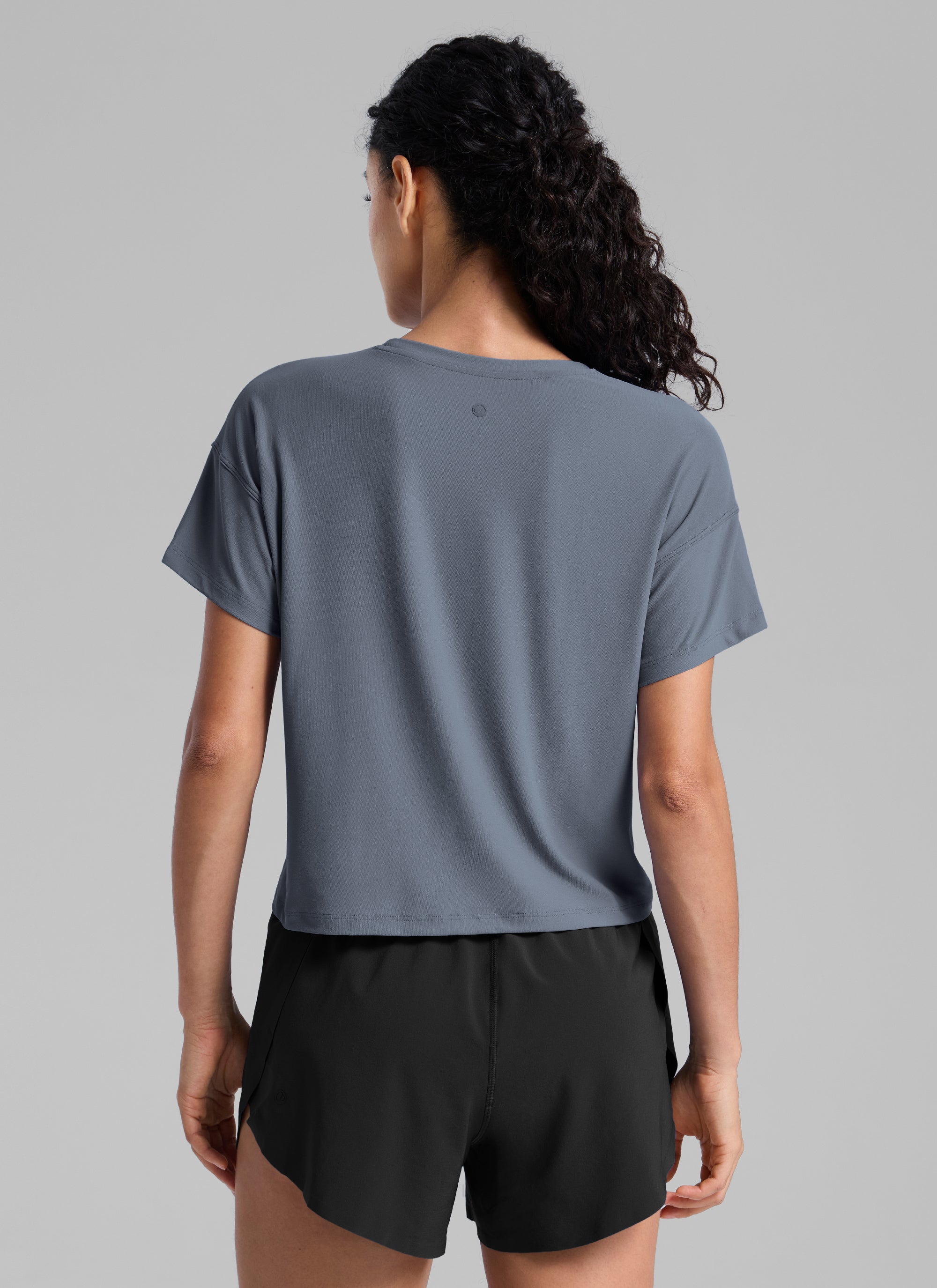 CRZ YOGA Women Cloudweight High Crew Neck Lightweight Loose Short Sleeve Solar Grey