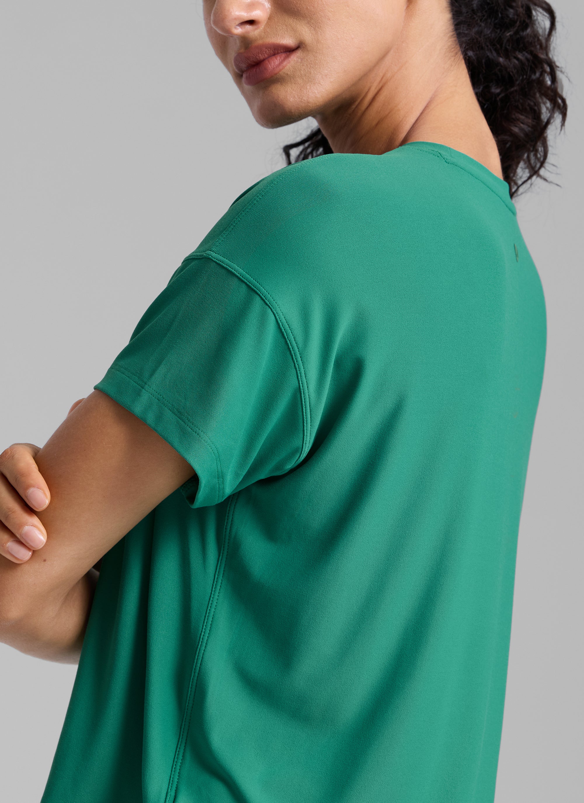 CRZ YOGA Women Cloudweight High Crew Neck Lightweight Loose Short Sleeve Cascadia Green