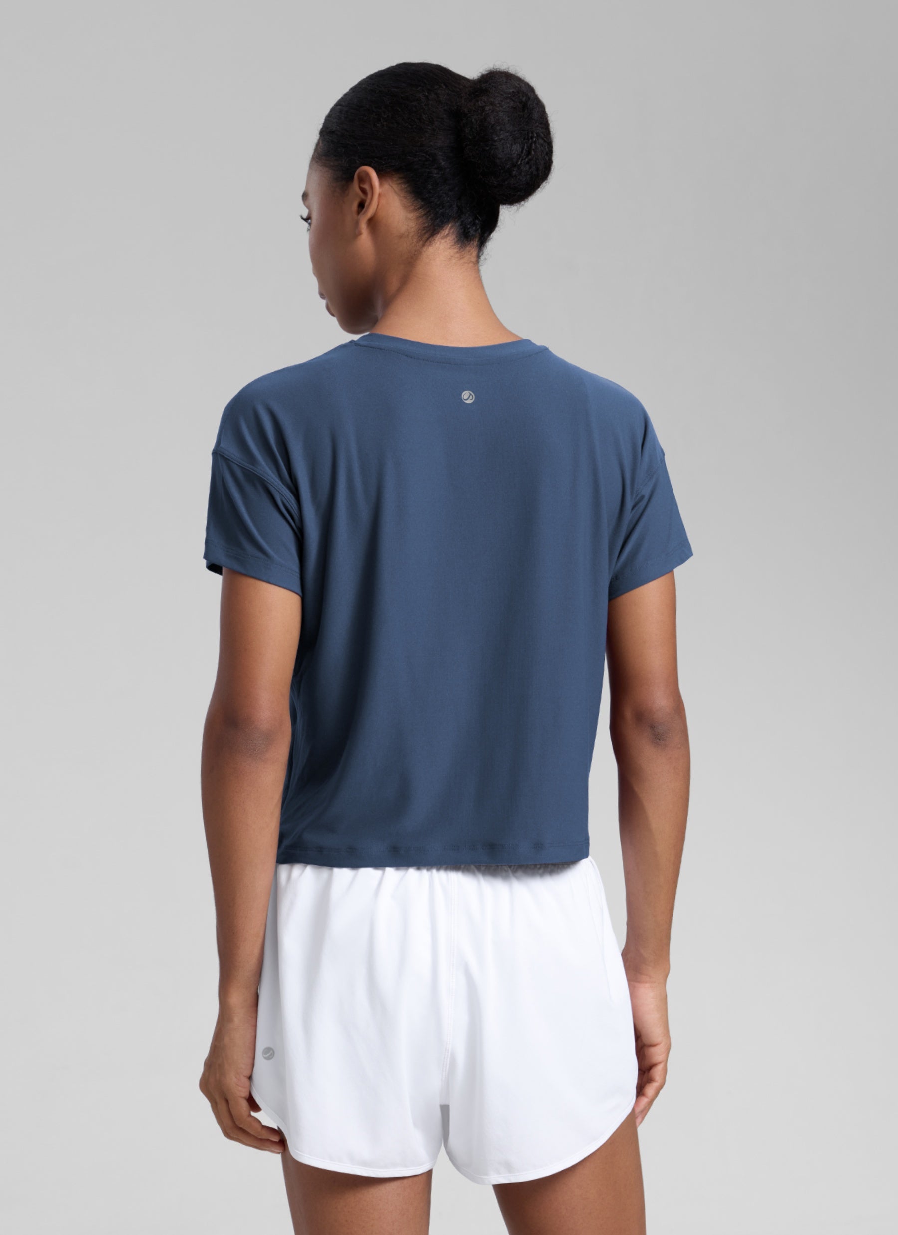 CRZ YOGA Women Cloudweight High Crew Neck Lightweight Loose Short Sleeve Electric Blue