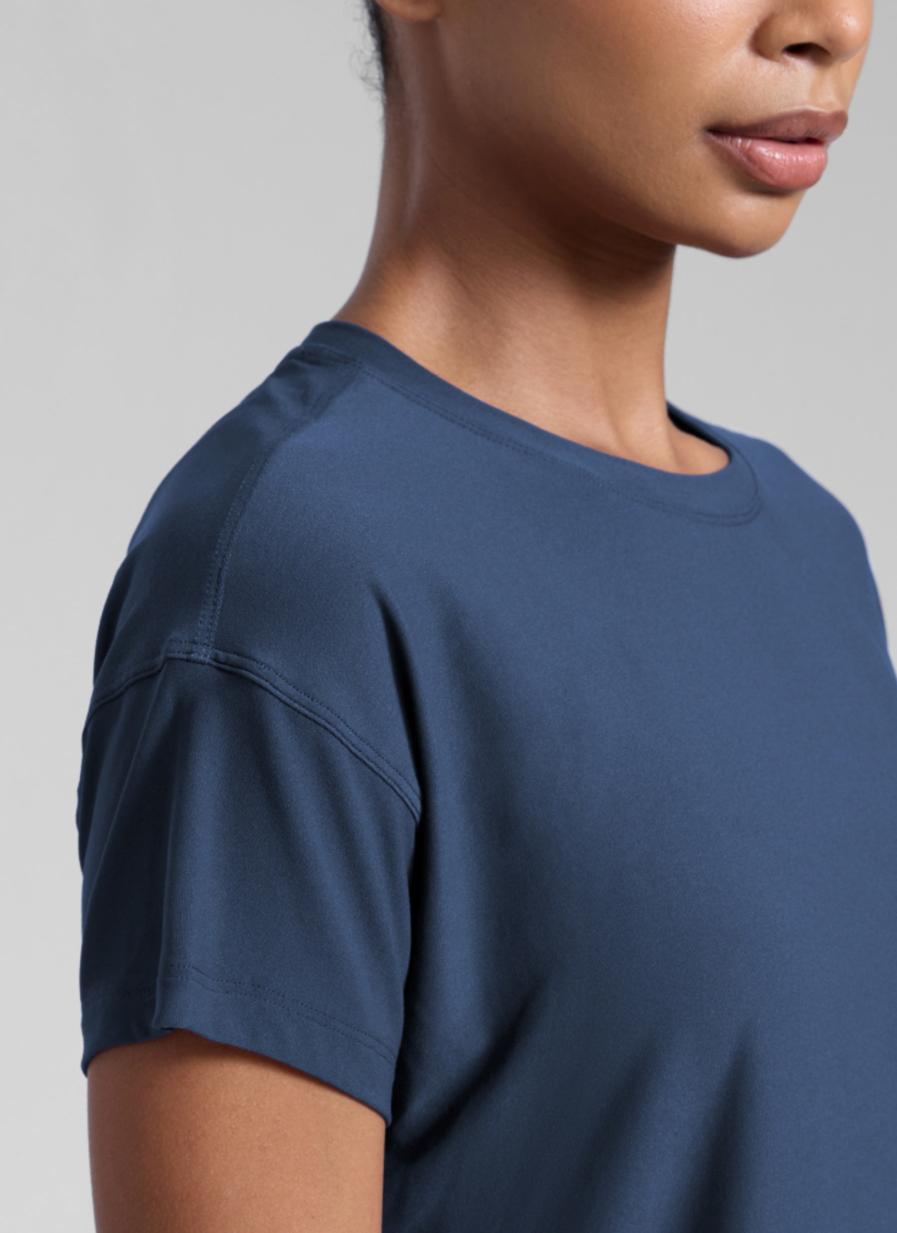CRZ YOGA Women Cloudweight High Crew Neck Lightweight Loose Short Sleeve Electric Blue