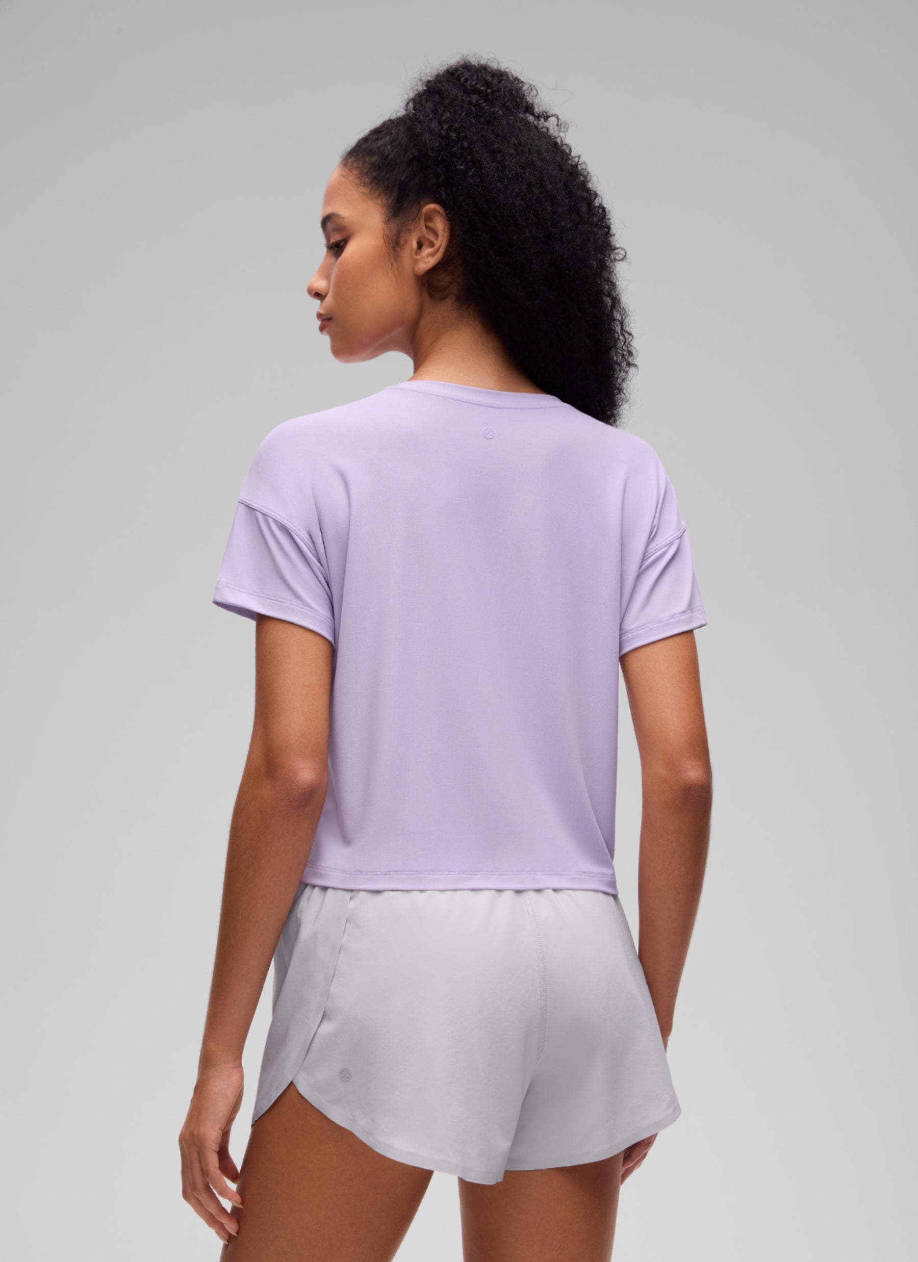 CRZ YOGA Women Cloudweight High Crew Neck Lightweight Loose Short Sleeve Lilac Air