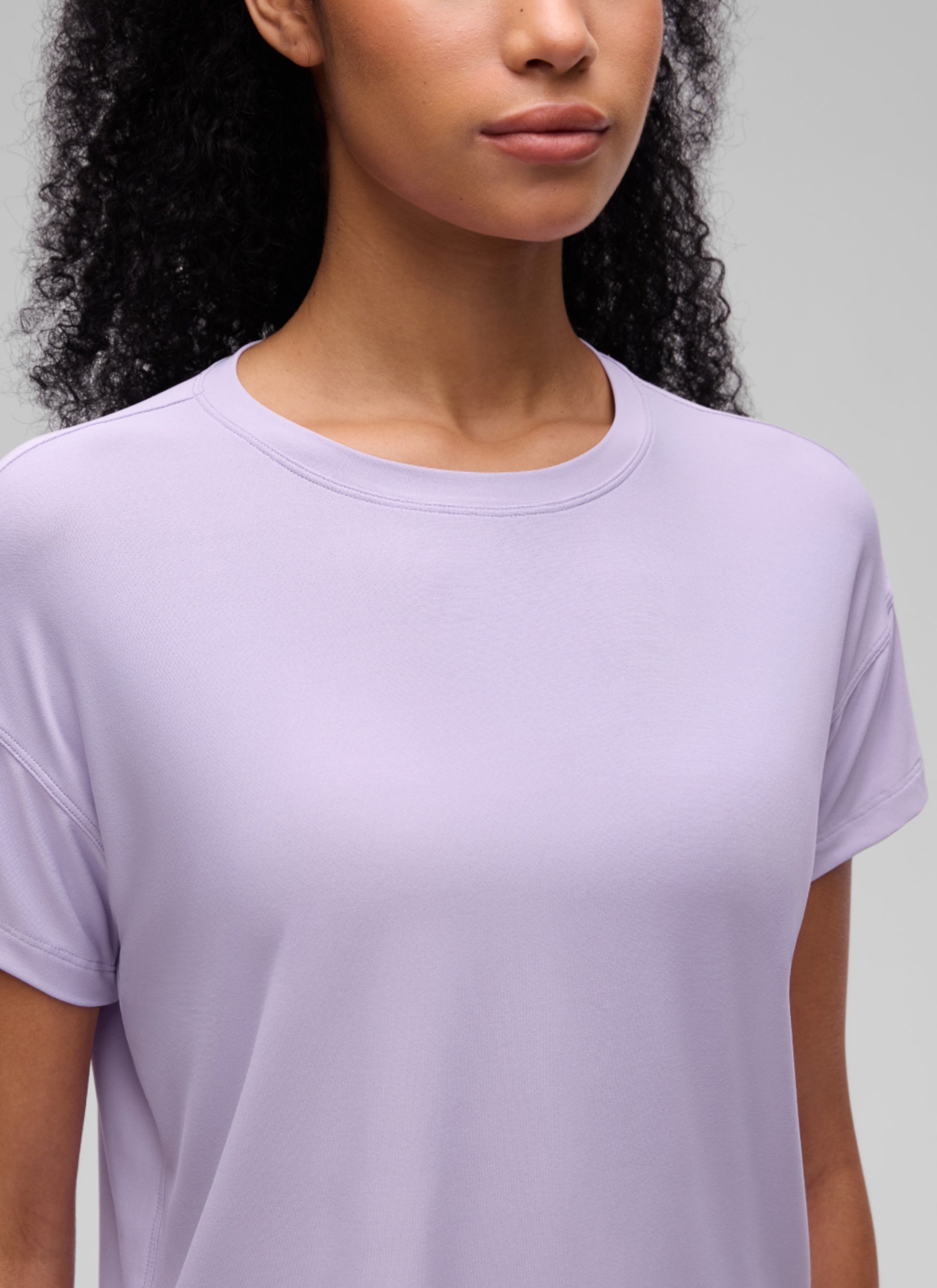 CRZ YOGA Women Cloudweight High Crew Neck Lightweight Loose Short Sleeve Lilac Air