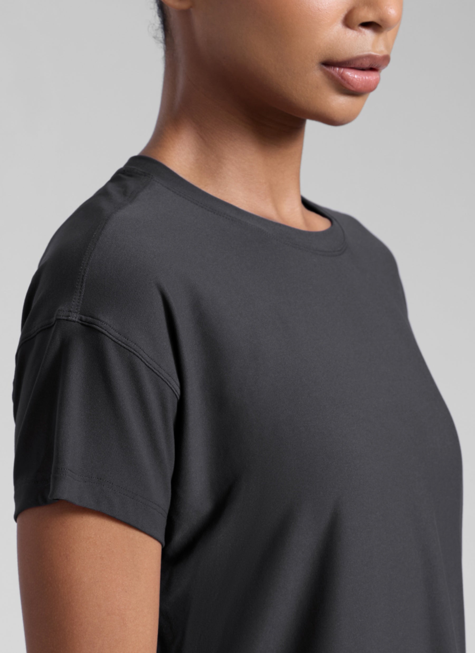 CRZ YOGA Women Cloudweight High Crew Neck Lightweight Loose Short Sleeve Mysterious Grey