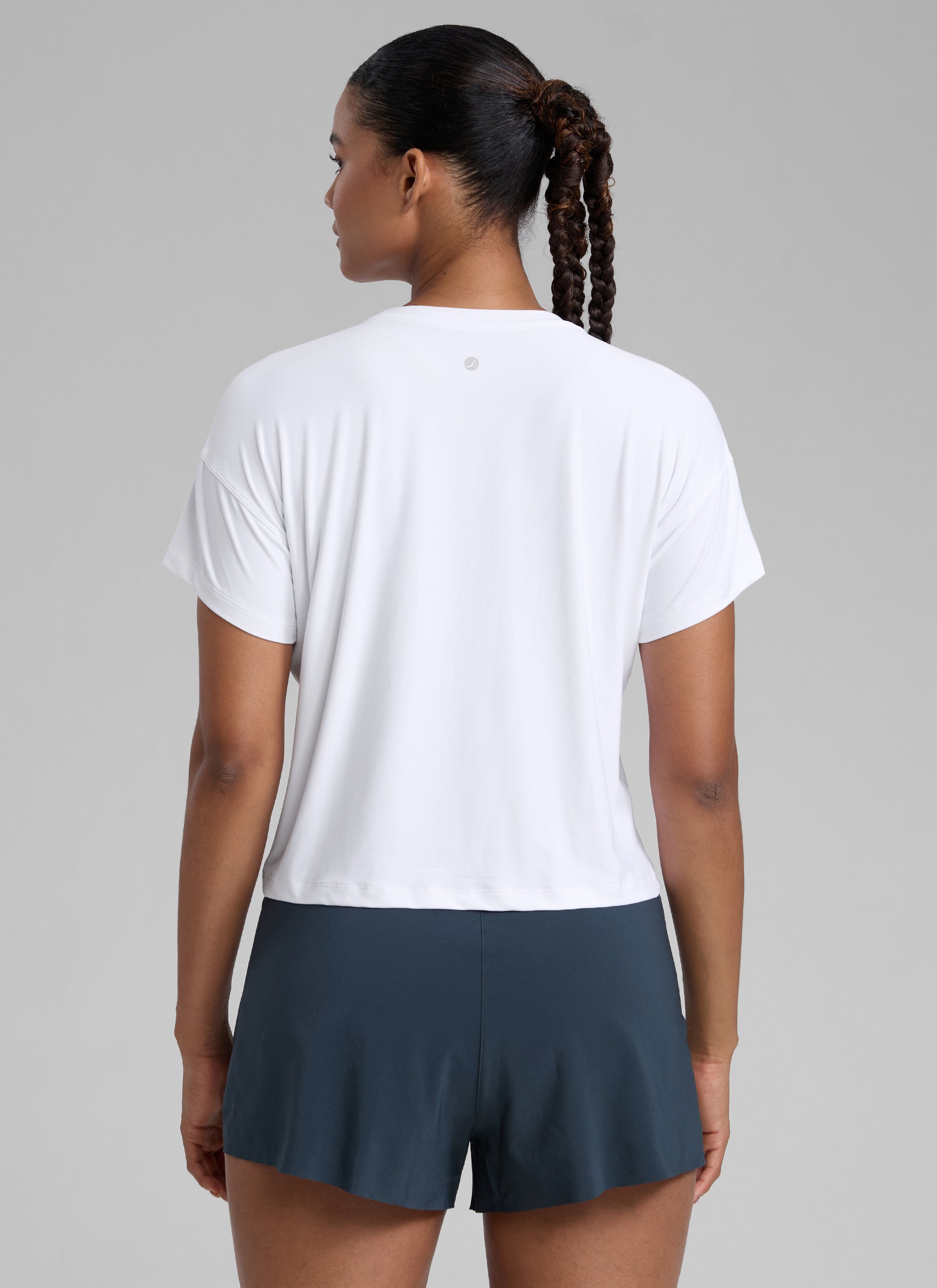 CRZ YOGA Women Cloudweight High Crew Neck Lightweight Loose Short Sleeve White
