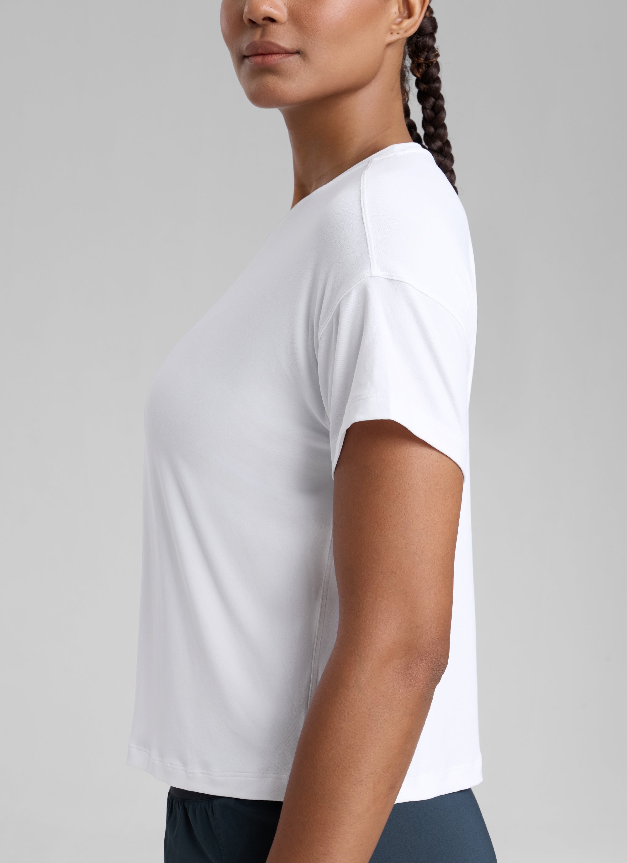 CRZ YOGA Women Cloudweight High Crew Neck Lightweight Loose Short Sleeve White