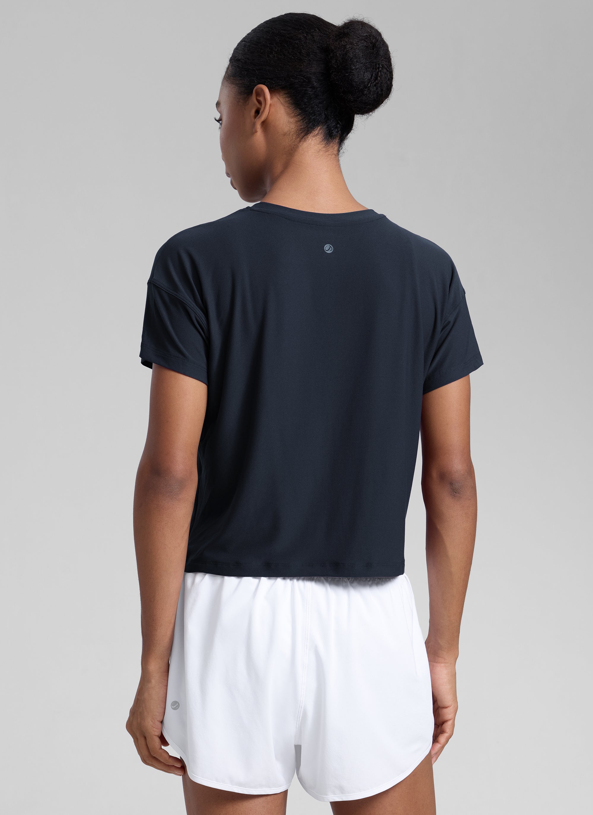 CRZ YOGA Women Cloudweight High Crew Neck Lightweight Loose Short Sleeve True Navy