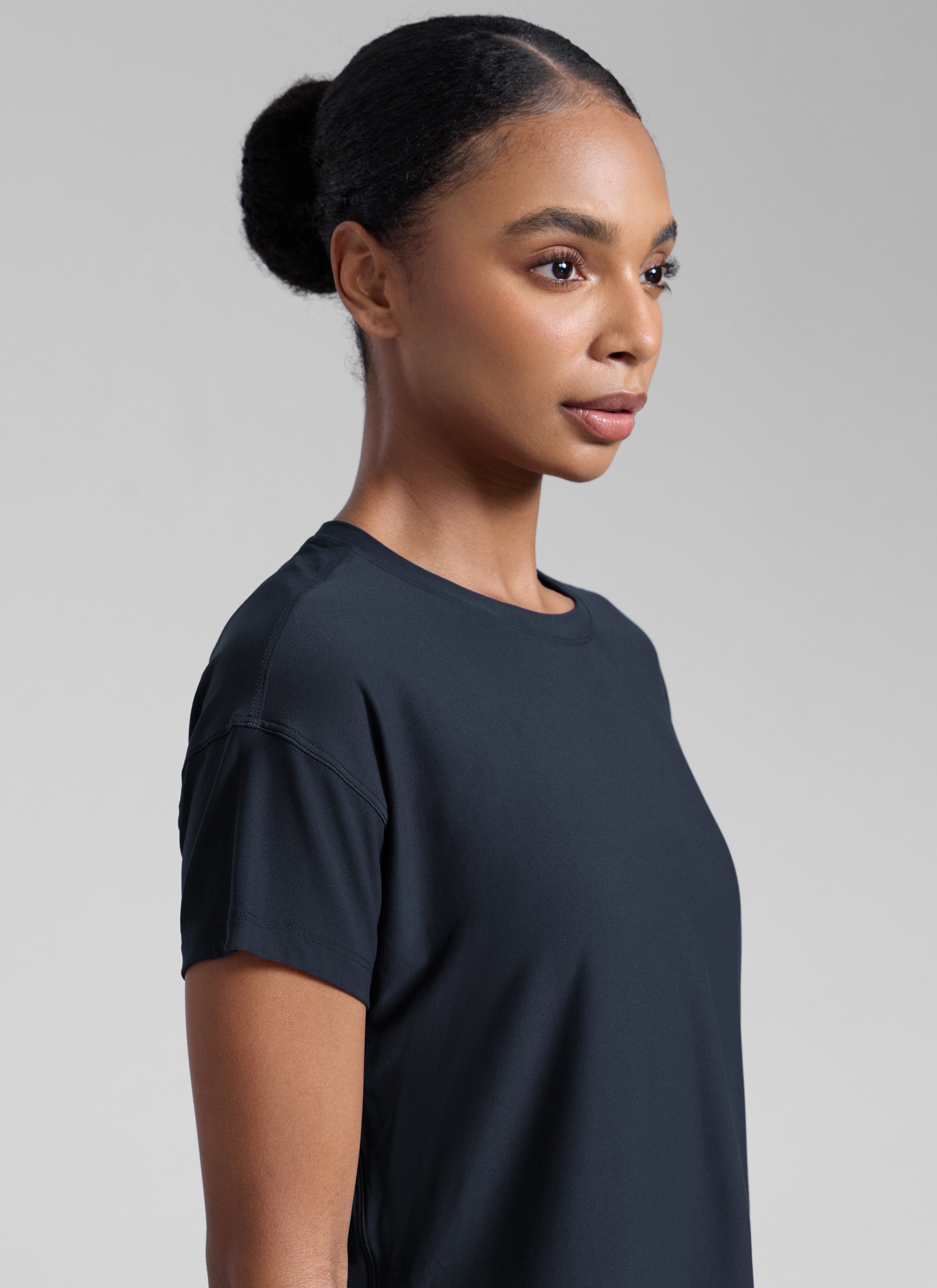 CRZ YOGA Women Cloudweight High Crew Neck Lightweight Loose Short Sleeve True Navy