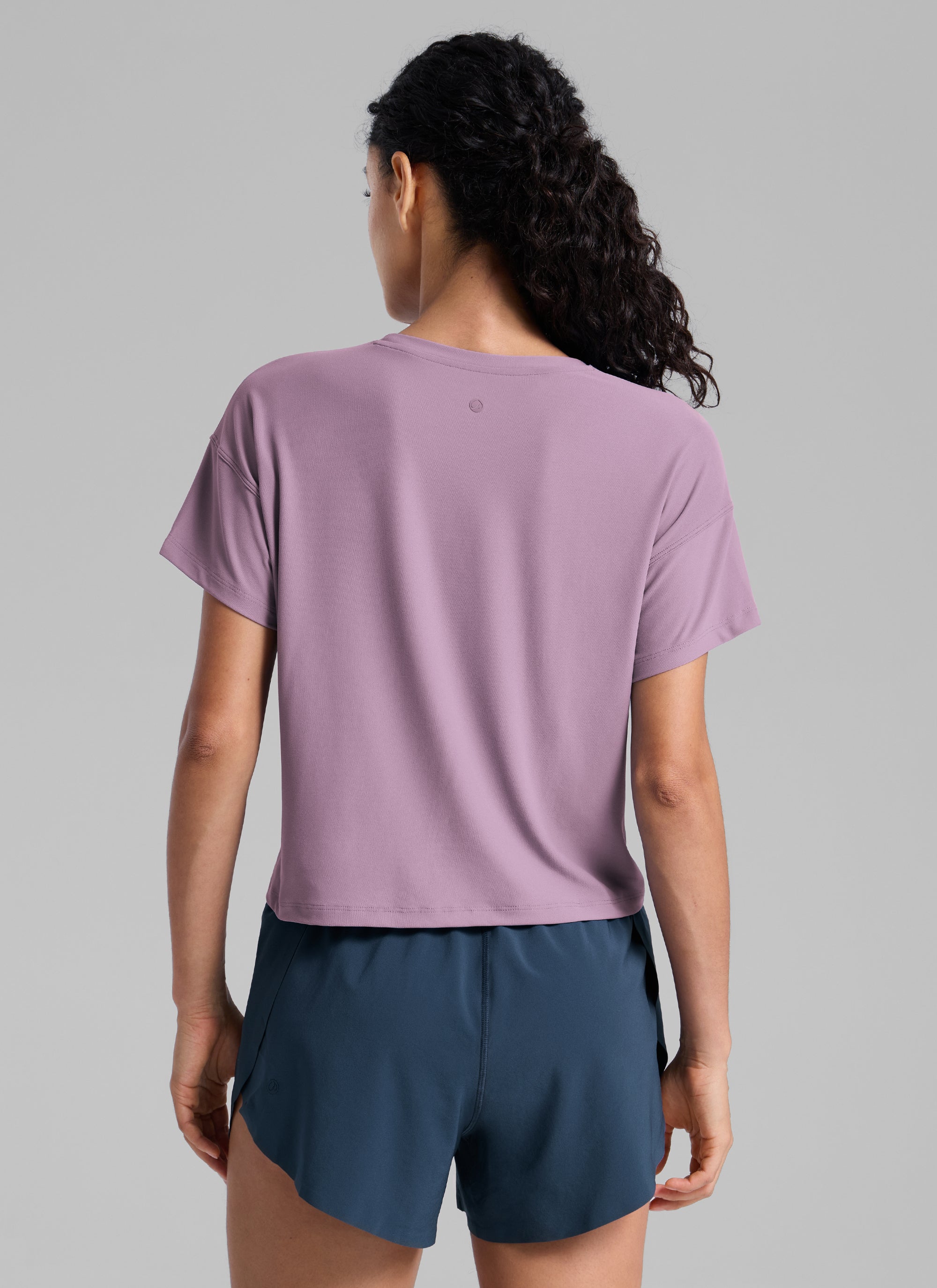 CRZ YOGA Women Cloudweight High Crew Neck Lightweight Loose Short Sleeve Light Lavender