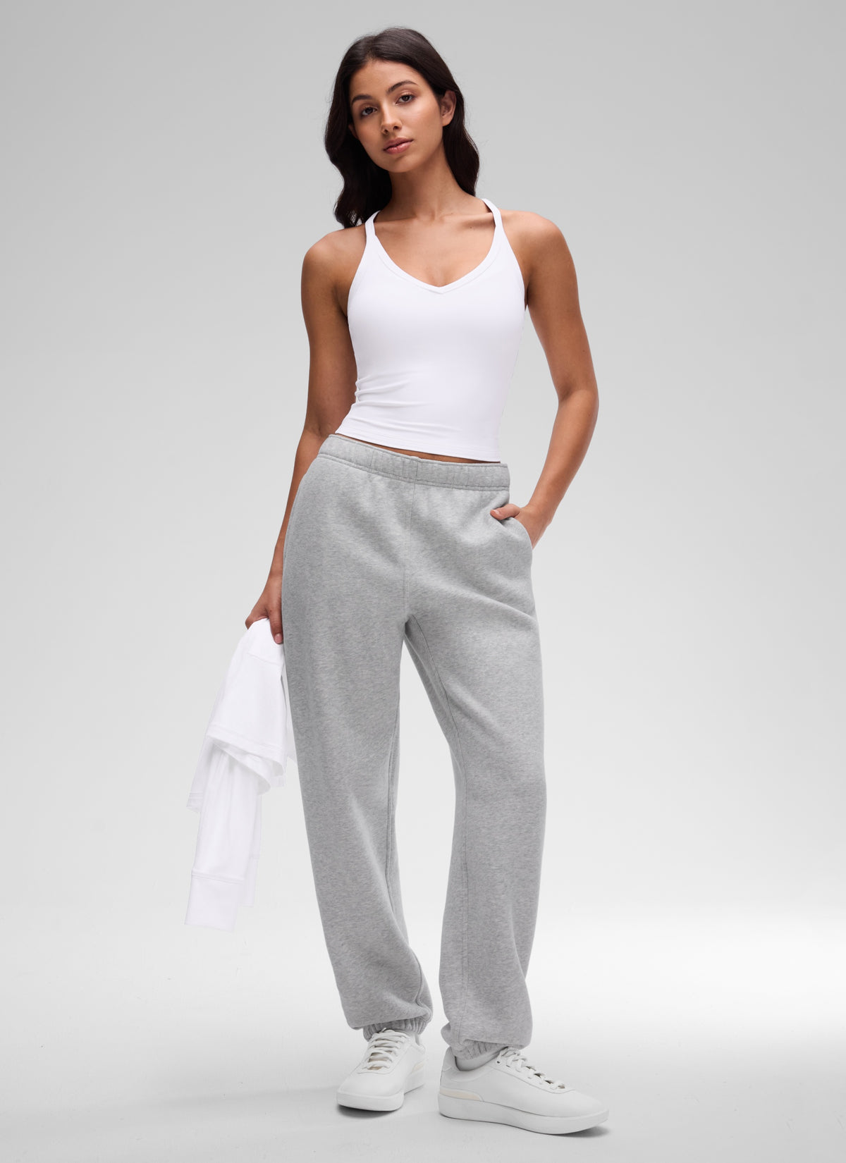 CRZ YOGA Women's Butterluxe Soft Double Lined V Neck Racerback Tanks White @model_info:Maysa