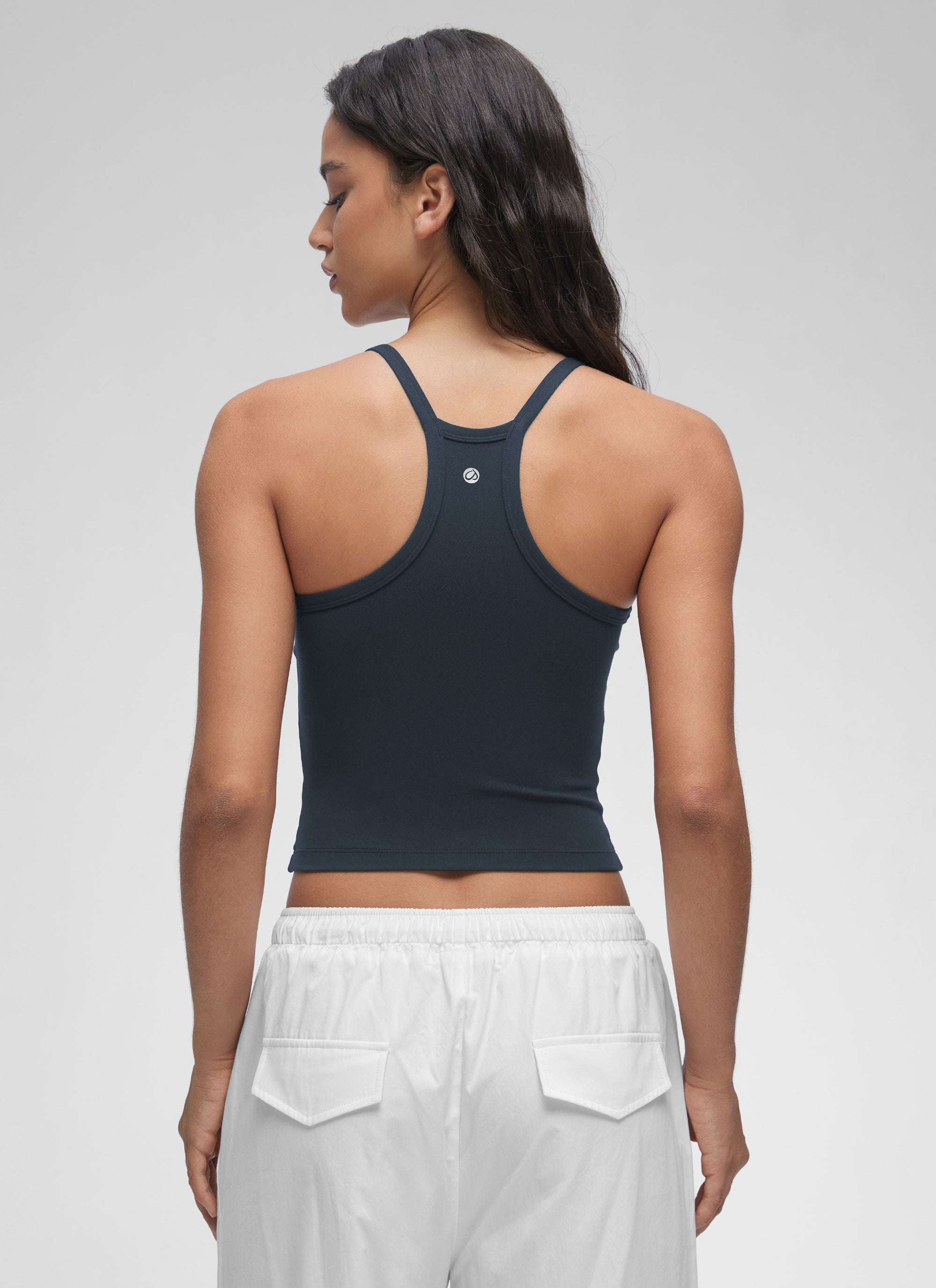 CRZ YOGA Women's Butterluxe Soft Double Lined V Neck Racerback Tanks True Navy @model_info:Winma