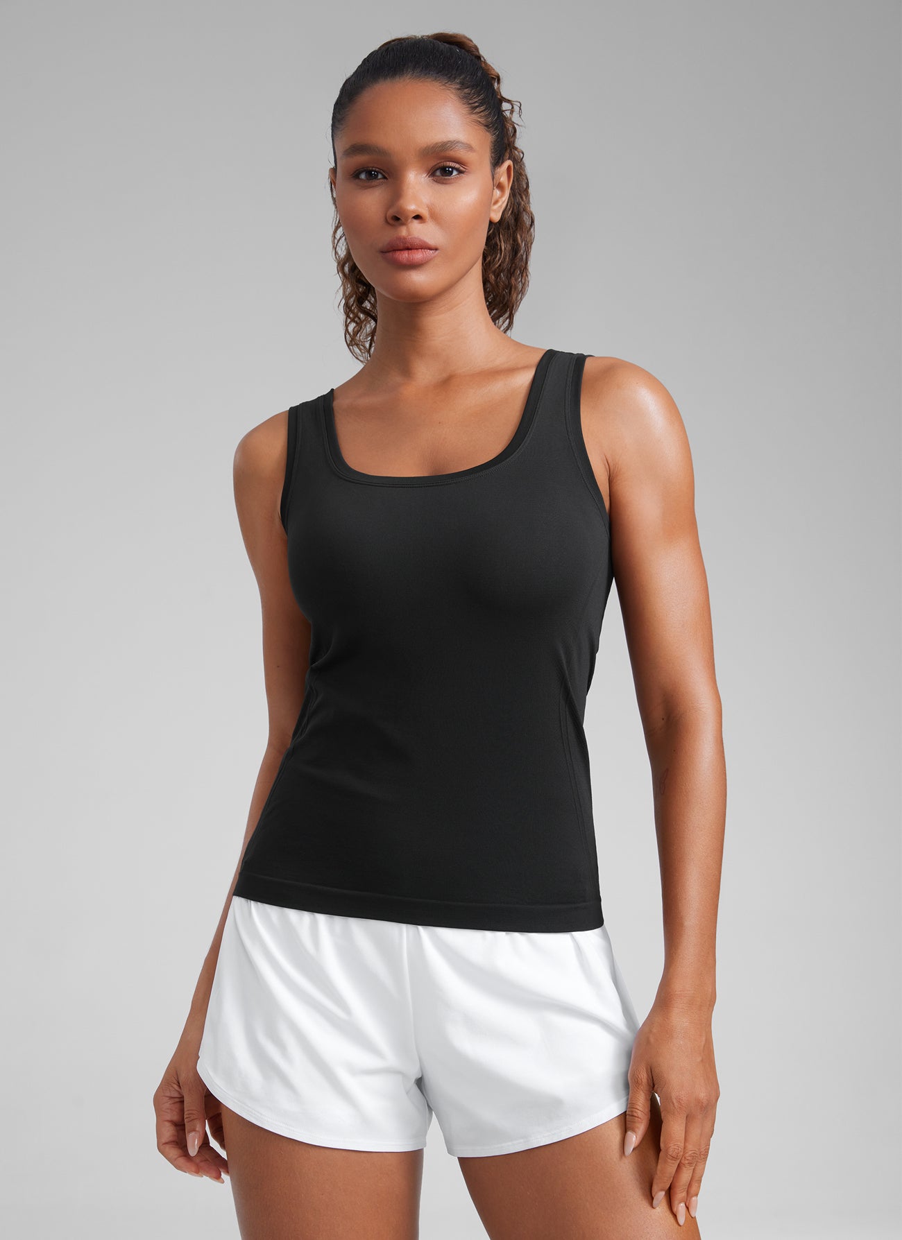 CRZ YOGA Women's Training  Low U-Back Breathable Top Sleeveless U Neck Black