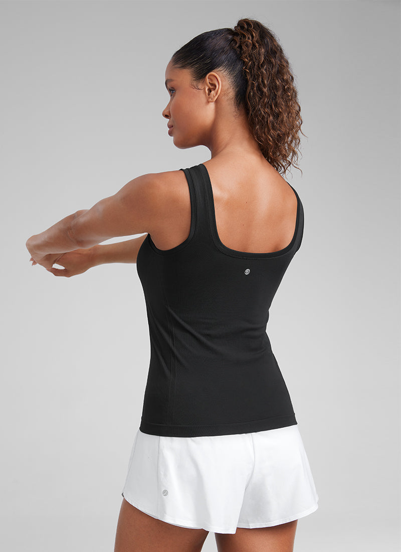 CRZ YOGA Women's Training  Low U-Back Breathable Top Sleeveless U Neck Black
