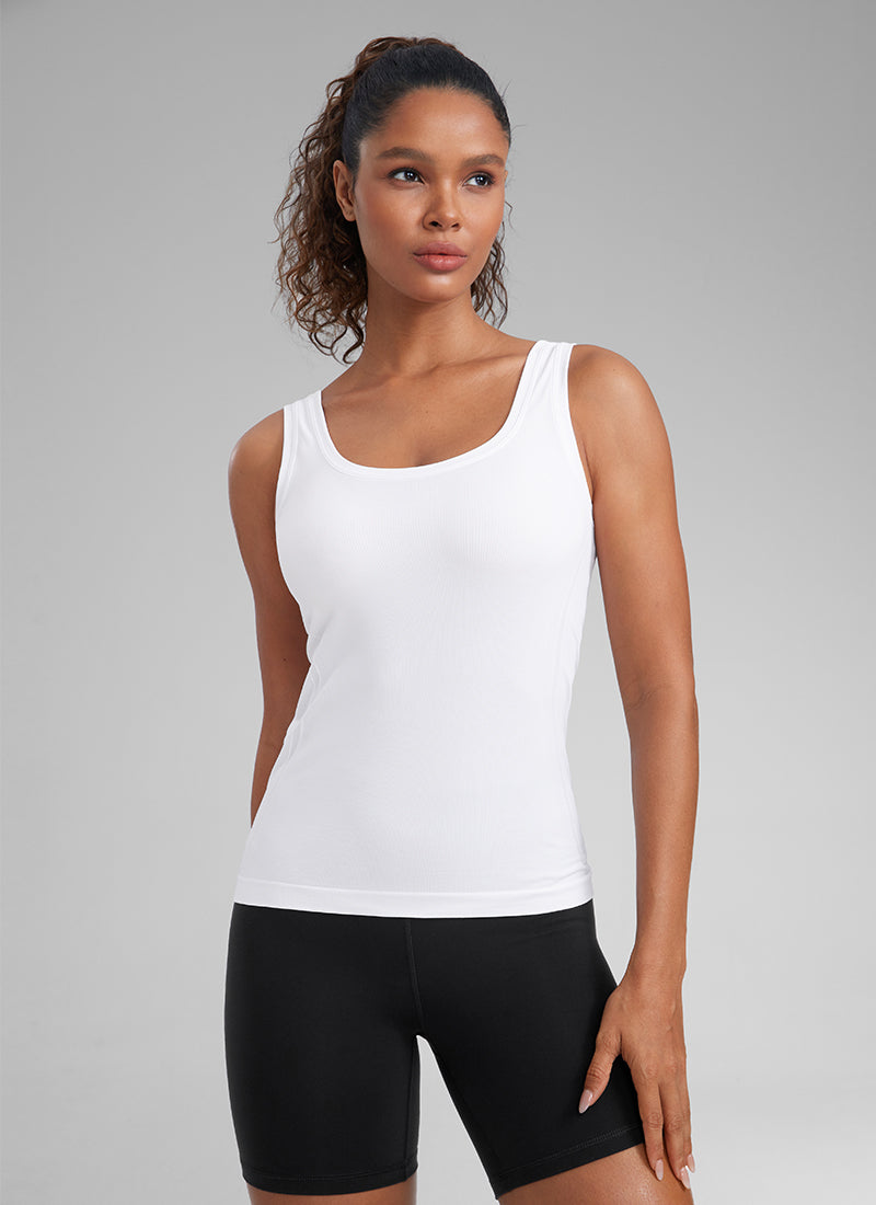 CRZ YOGA Women's Training  Low U-Back Breathable Top Sleeveless U Neck White