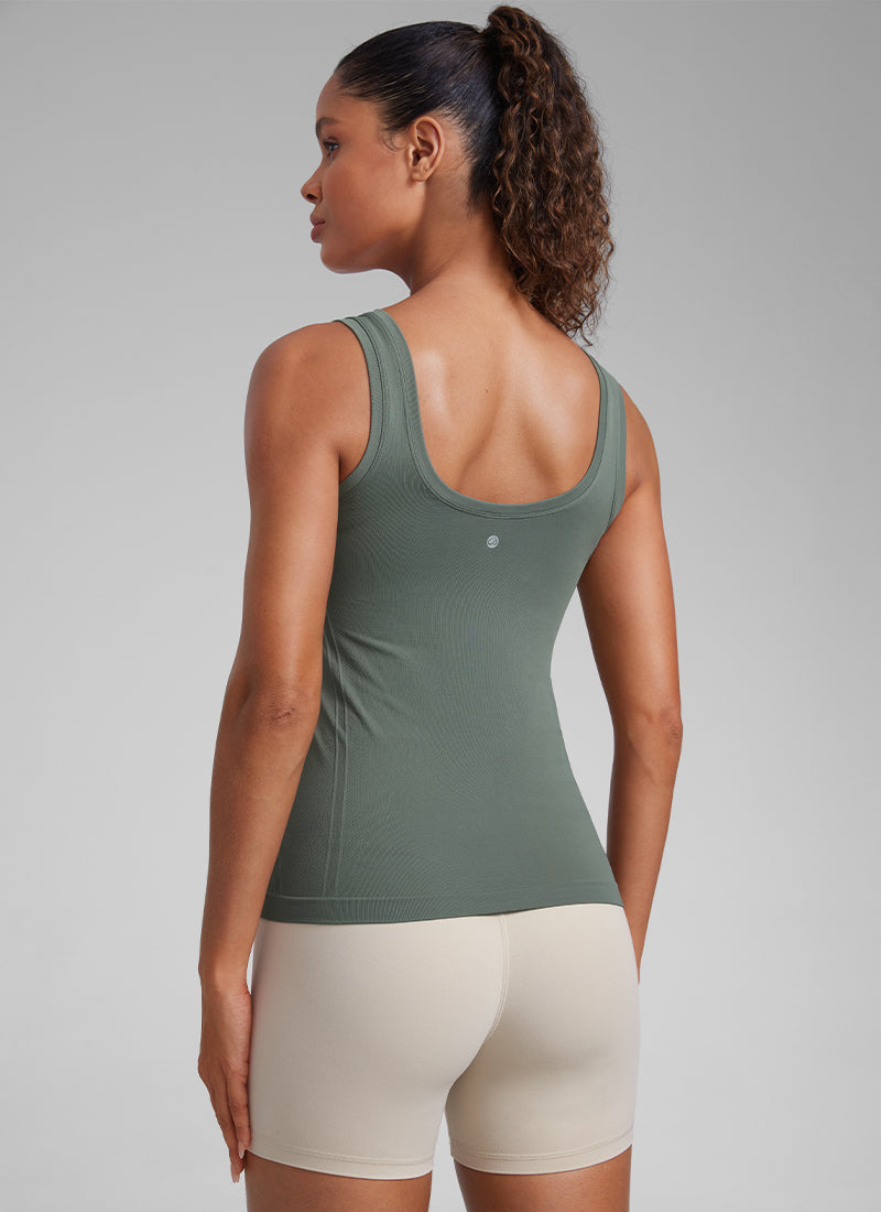 CRZ YOGA Women's Training  Low U-Back Breathable Top Sleeveless U Neck Grey Sage