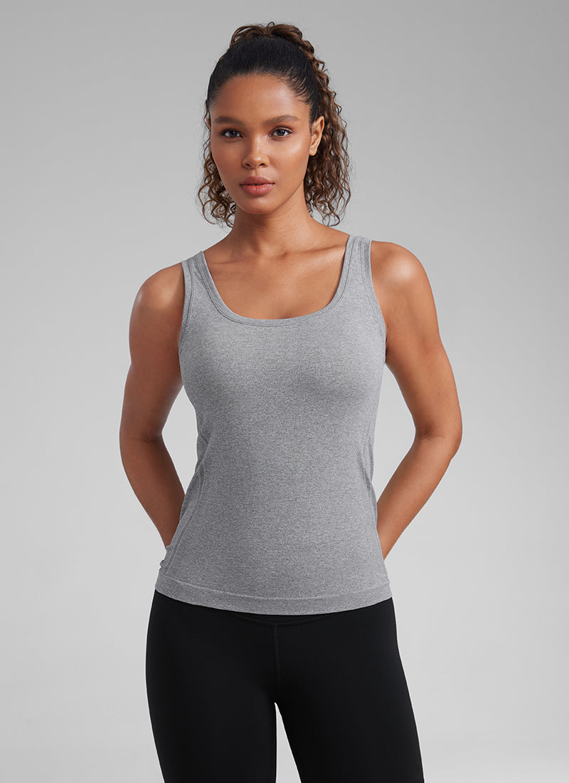 CRZ YOGA Women's Training  Low U-Back Breathable Top Sleeveless U Neck Slate Grey Marl