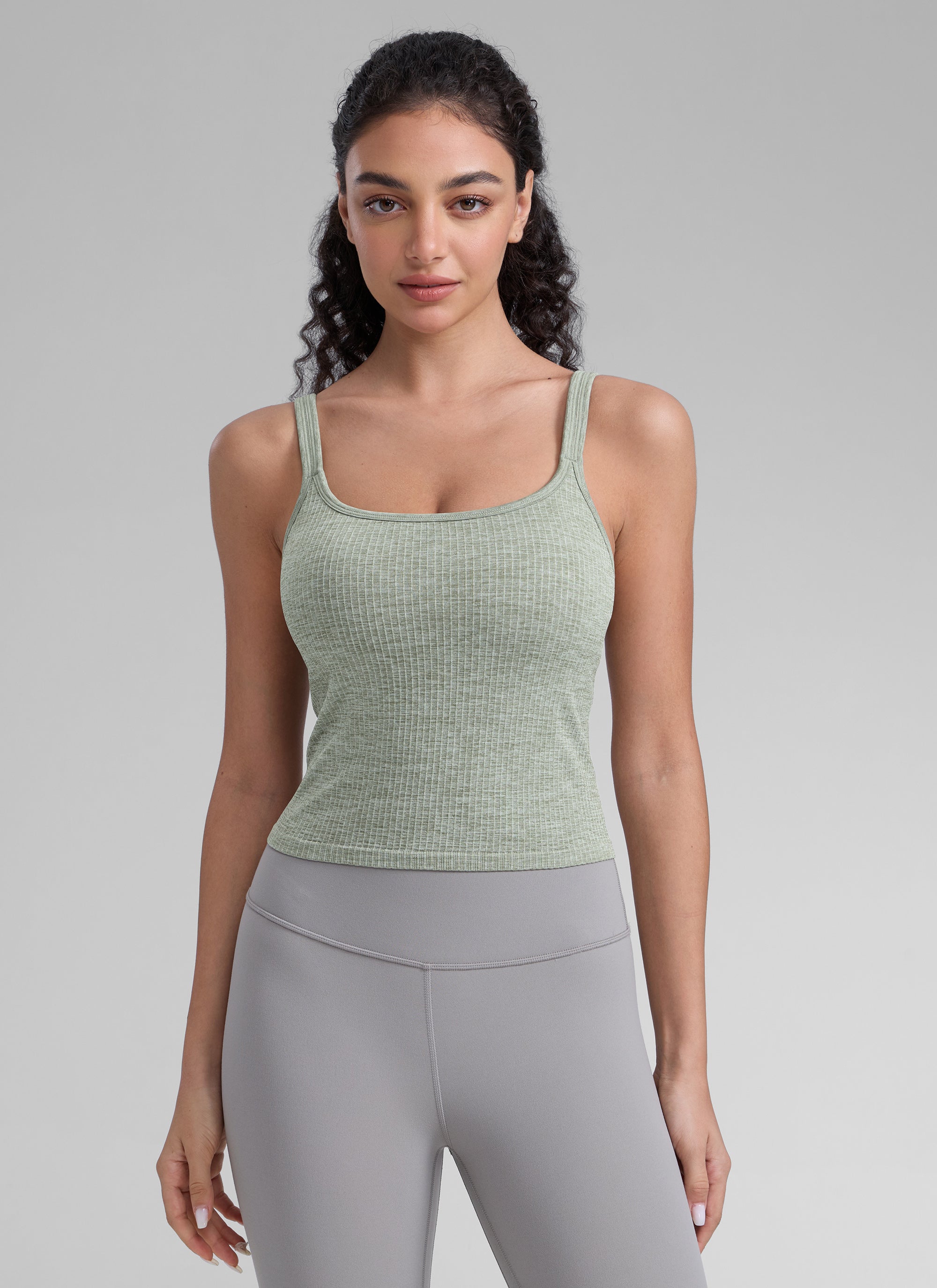 CRZ YOGA Women's Yoga Training Seamless Padded U Back Sports Bra Darkish Green