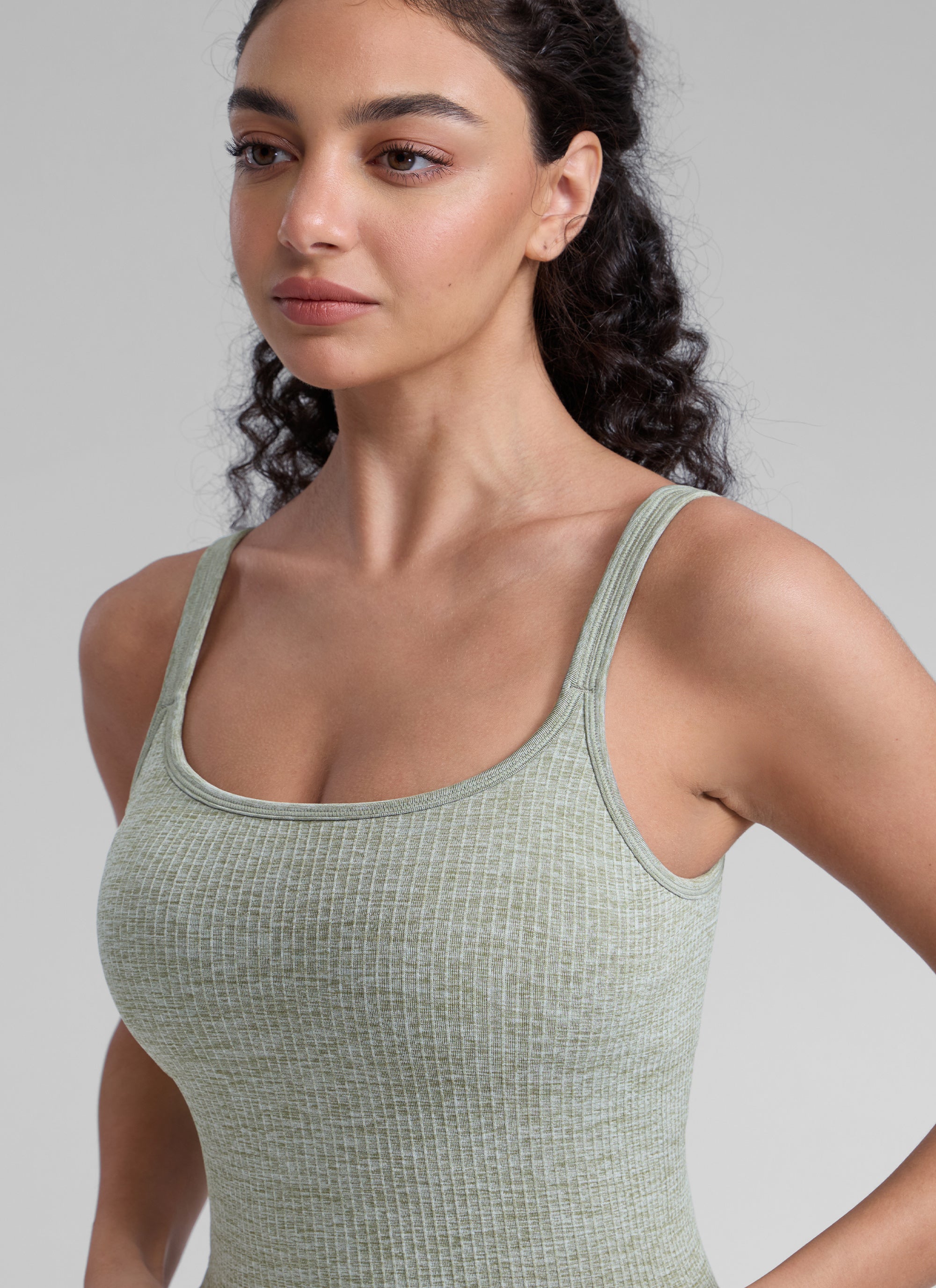 CRZ YOGA Women's Yoga Training Seamless Padded U Back Sports Bra Darkish Green