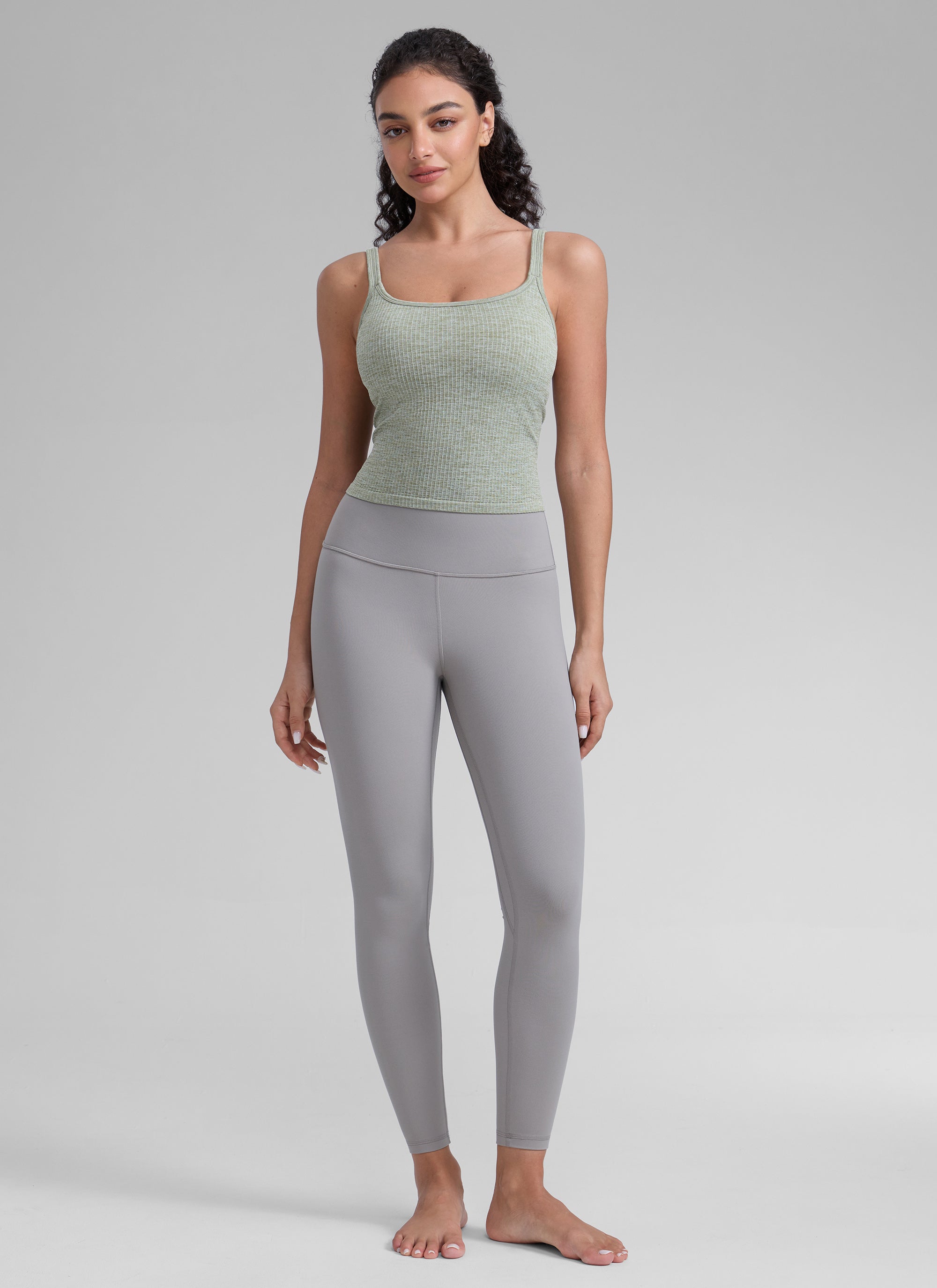 CRZ YOGA Women's Yoga Training Seamless Padded U Back Sports Bra Darkish Green