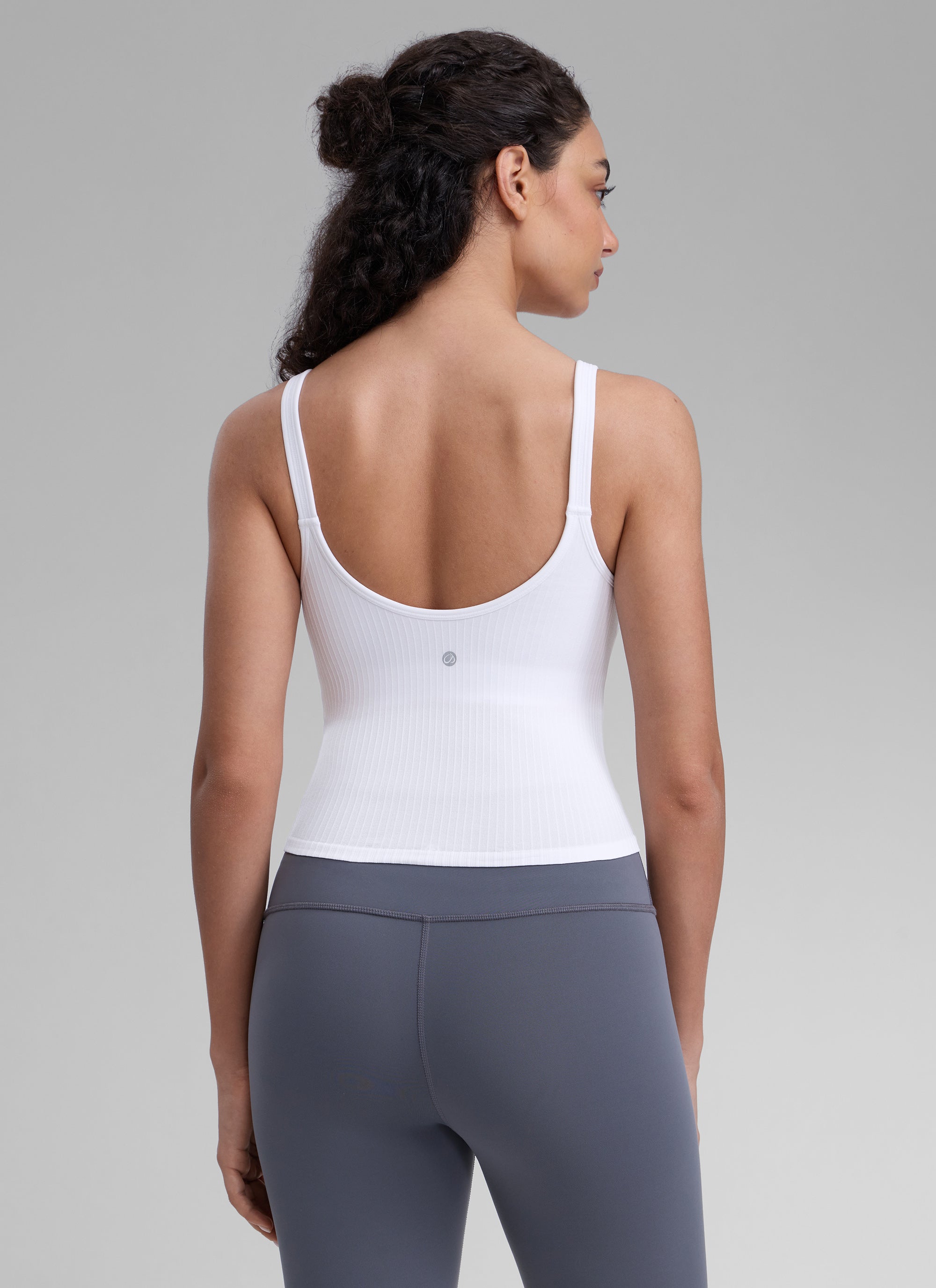 CRZ YOGA Women's Yoga Training Seamless Padded U Back Sports Bra White