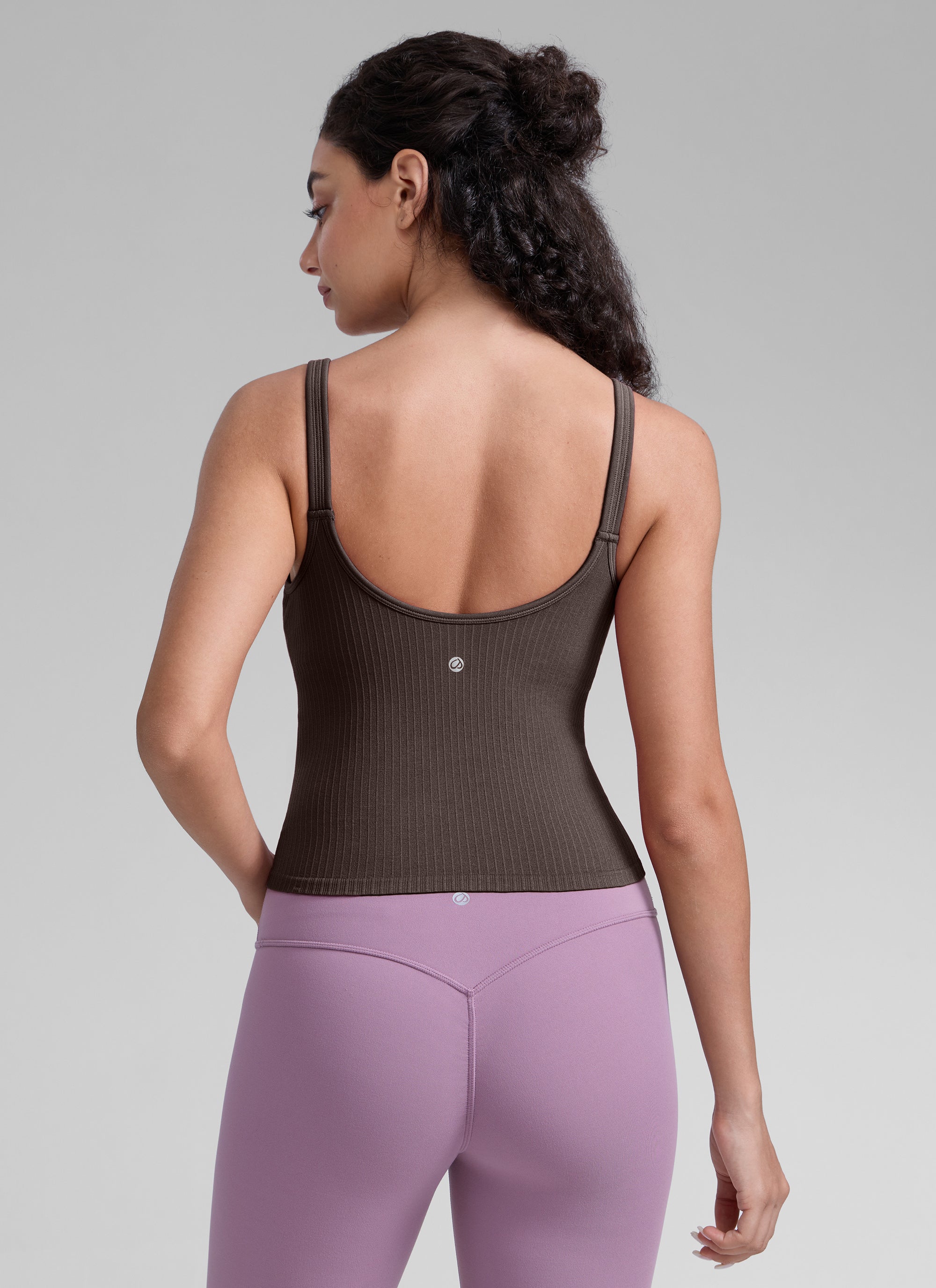 CRZ YOGA Women's Yoga Training Seamless Padded U Back Sports Bra Hot Fudge Brown