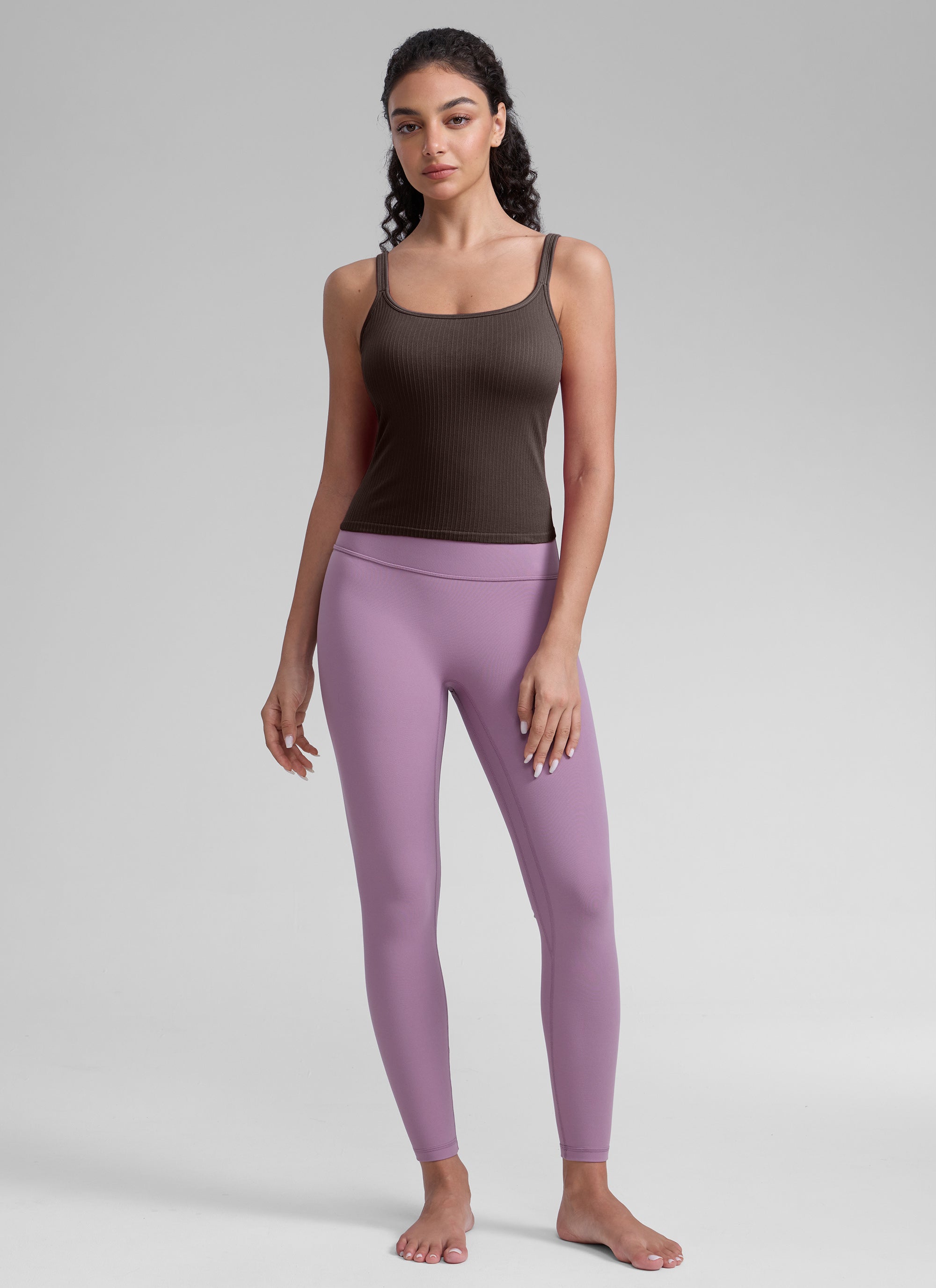 CRZ YOGA Women's Yoga Training Seamless Padded U Back Sports Bra Hot Fudge Brown
