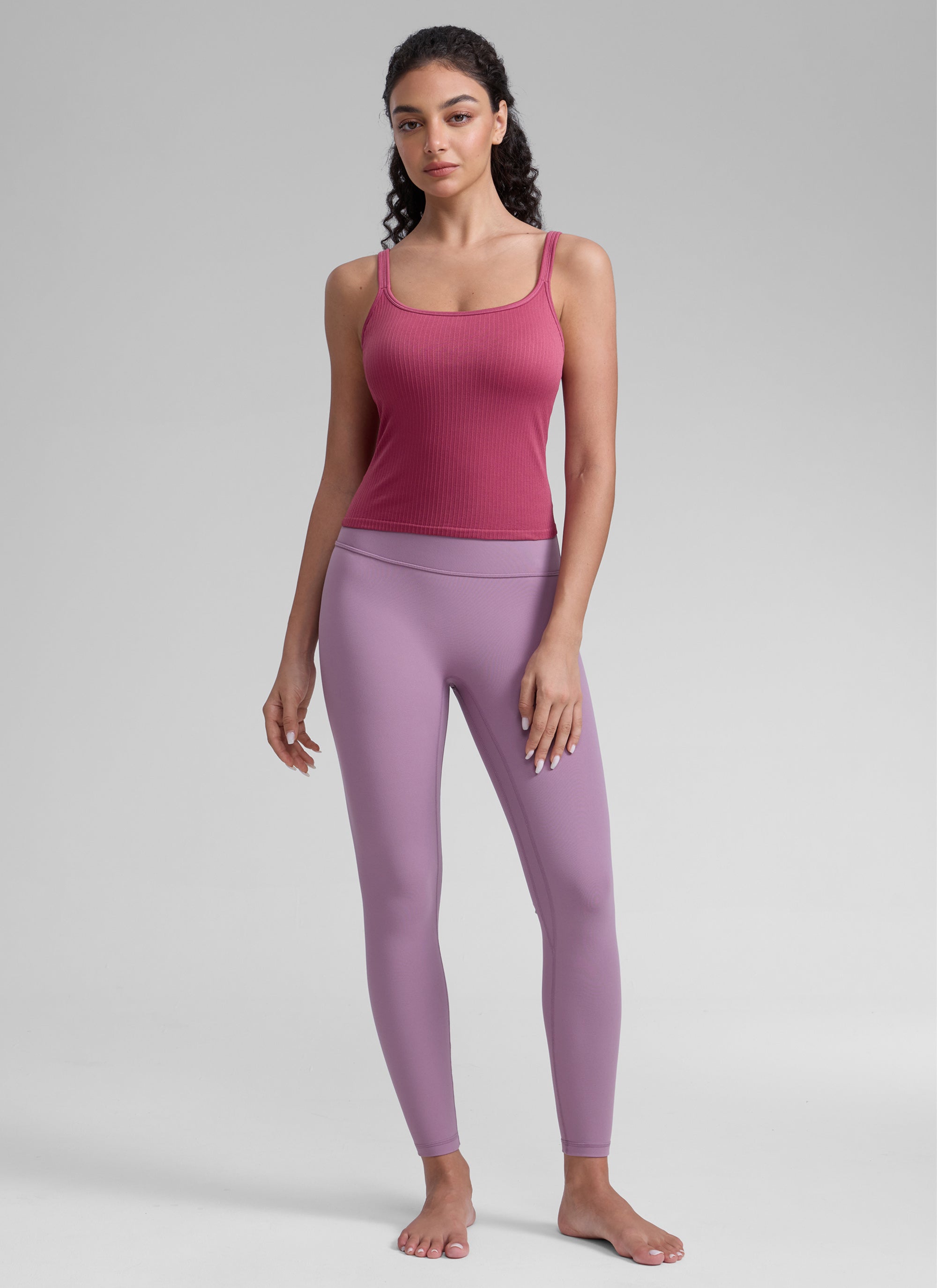 CRZ YOGA Women's Yoga Training Seamless Padded U Back Sports Bra Washed Mauve
