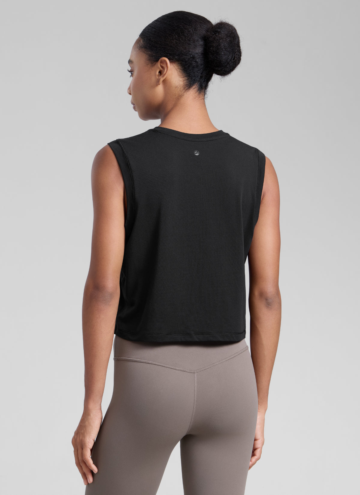CRZ YOGA Women Workout Casual Poly Cotton-Blend Muscle Tank Quick Dry Black