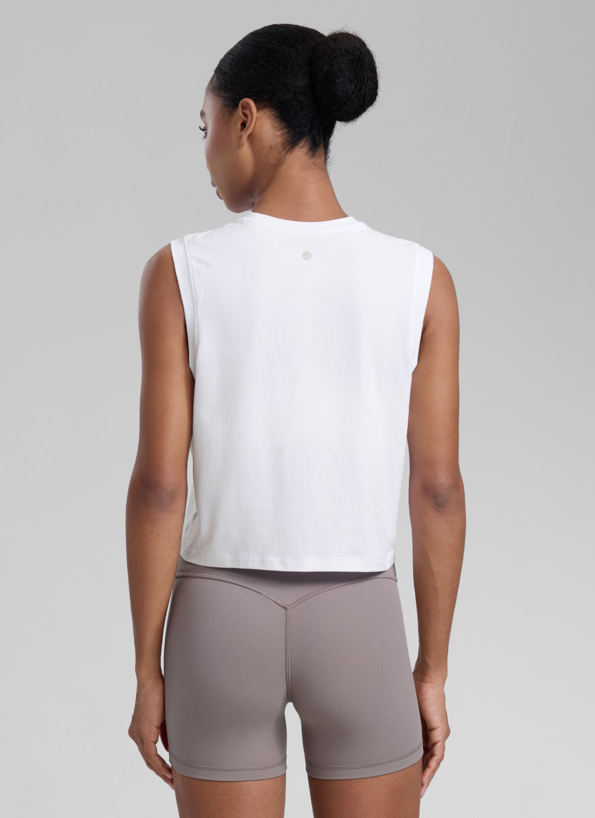 CRZ YOGA Women Workout Casual Poly Cotton-Blend Muscle Tank Quick Dry White
