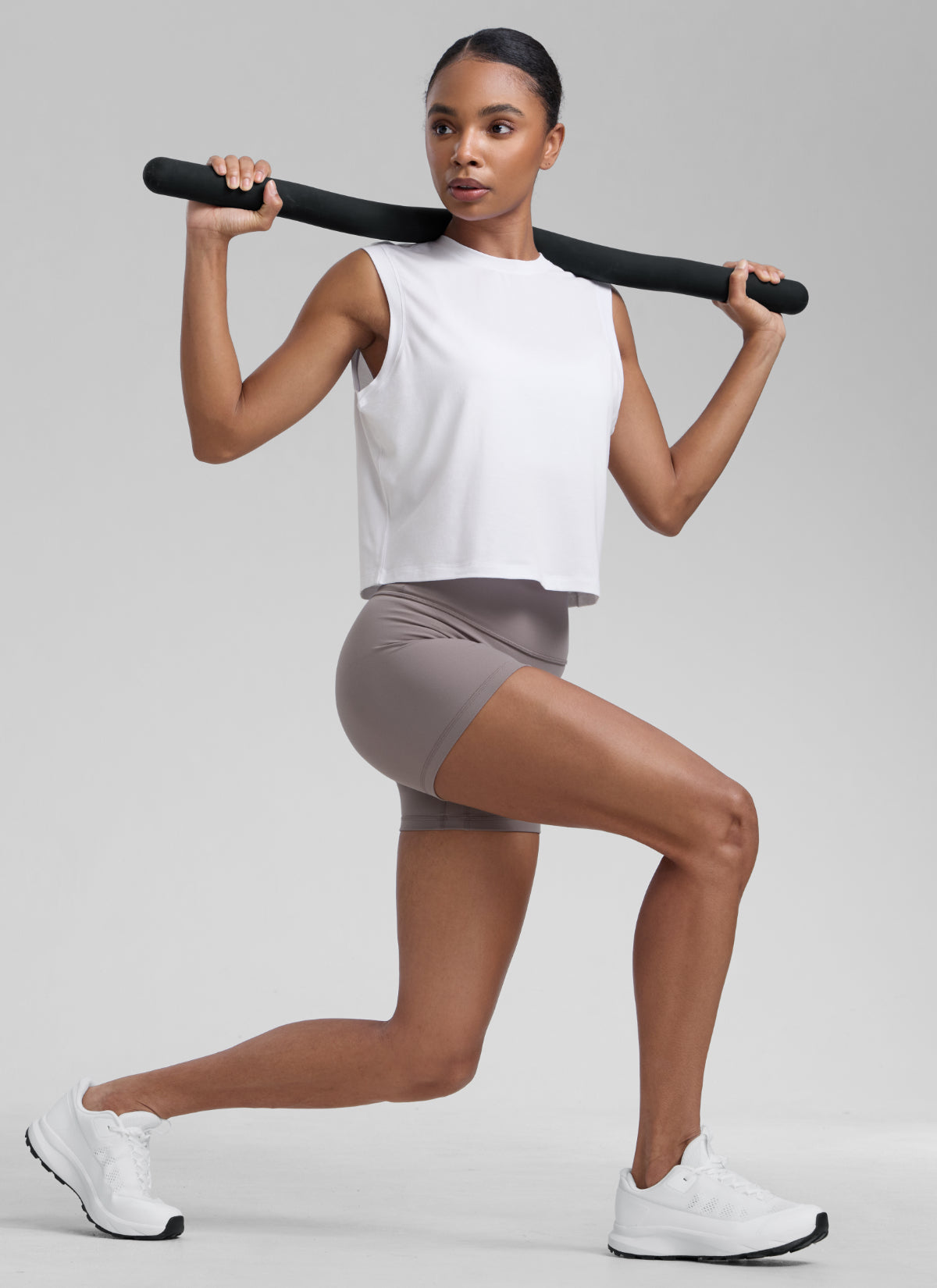CRZ YOGA Women Workout Casual Poly Cotton-Blend Muscle Tank Quick Dry White