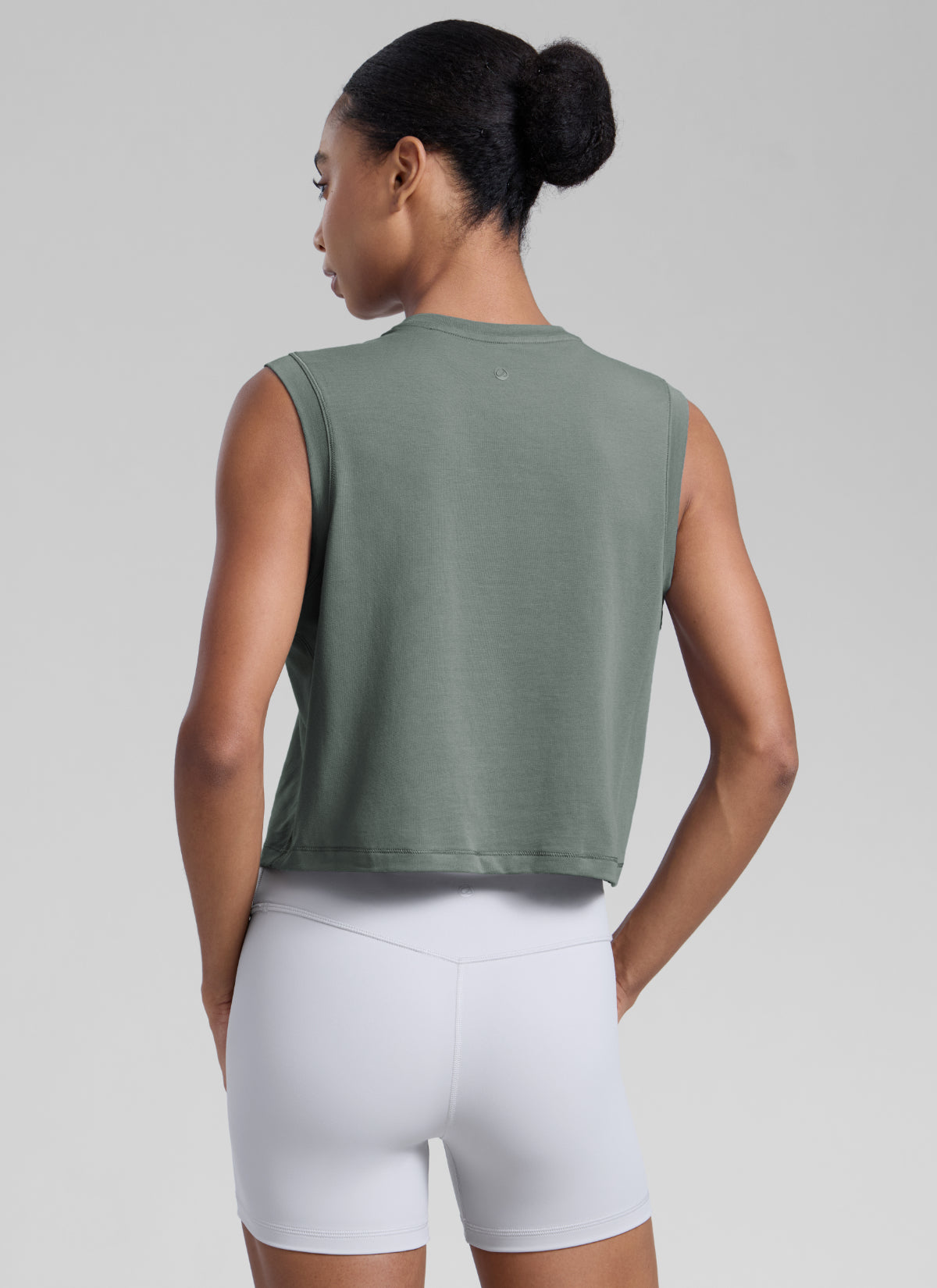CRZ YOGA Women Workout Casual Poly Cotton-Blend Muscle Tank Quick Dry Grey Sage