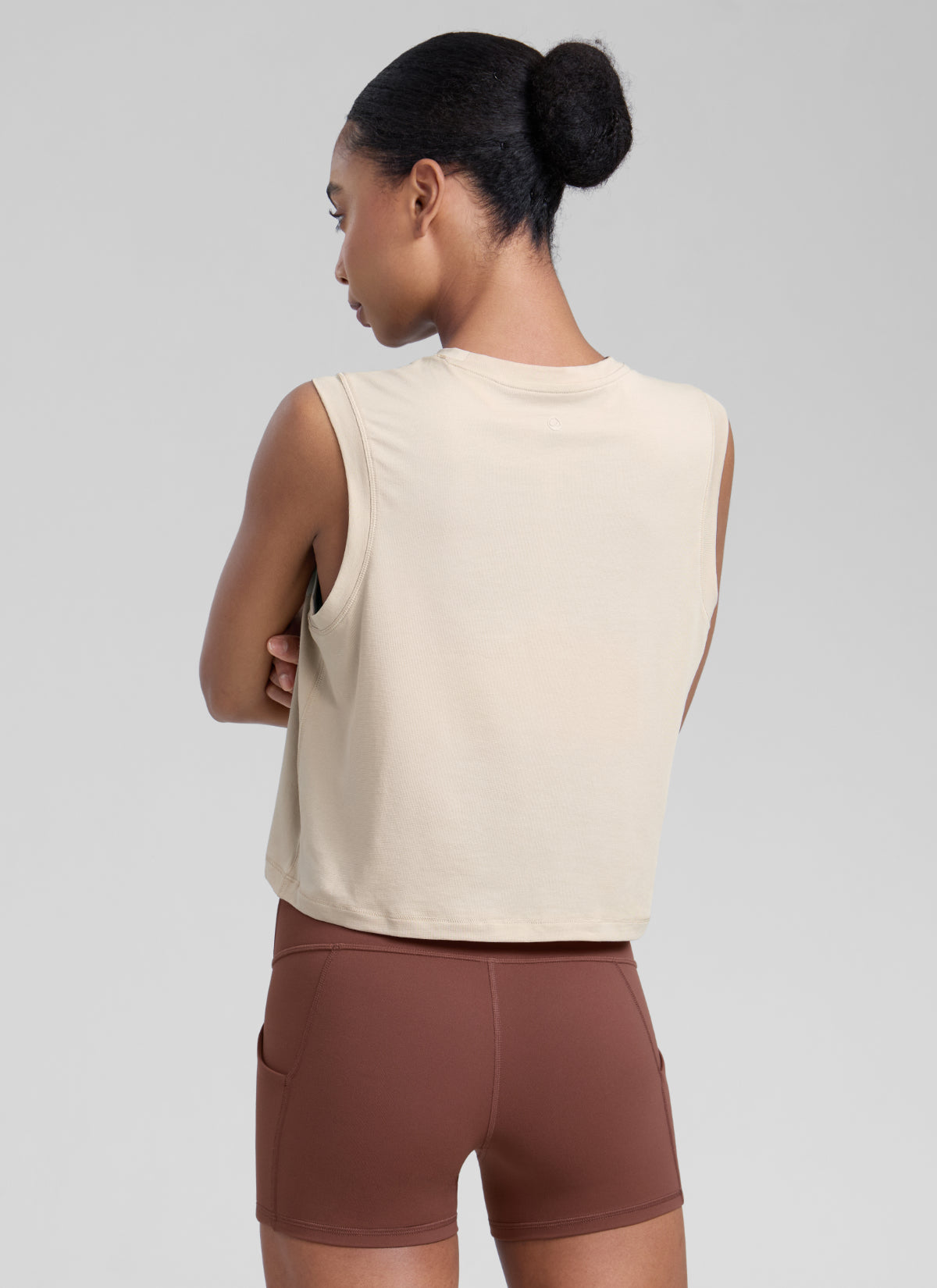 CRZ YOGA Women Workout Casual Poly Cotton-Blend Muscle Tank Quick Dry Mojave Tan