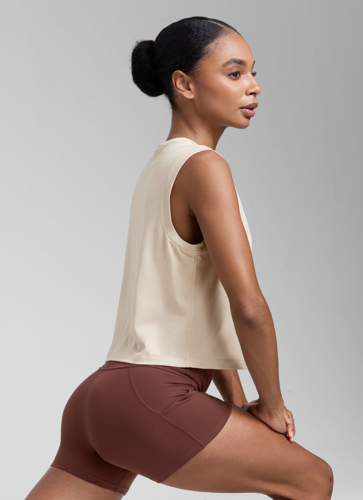 CRZ YOGA Women Workout Casual Poly Cotton-Blend Muscle Tank Quick Dry Mojave Tan