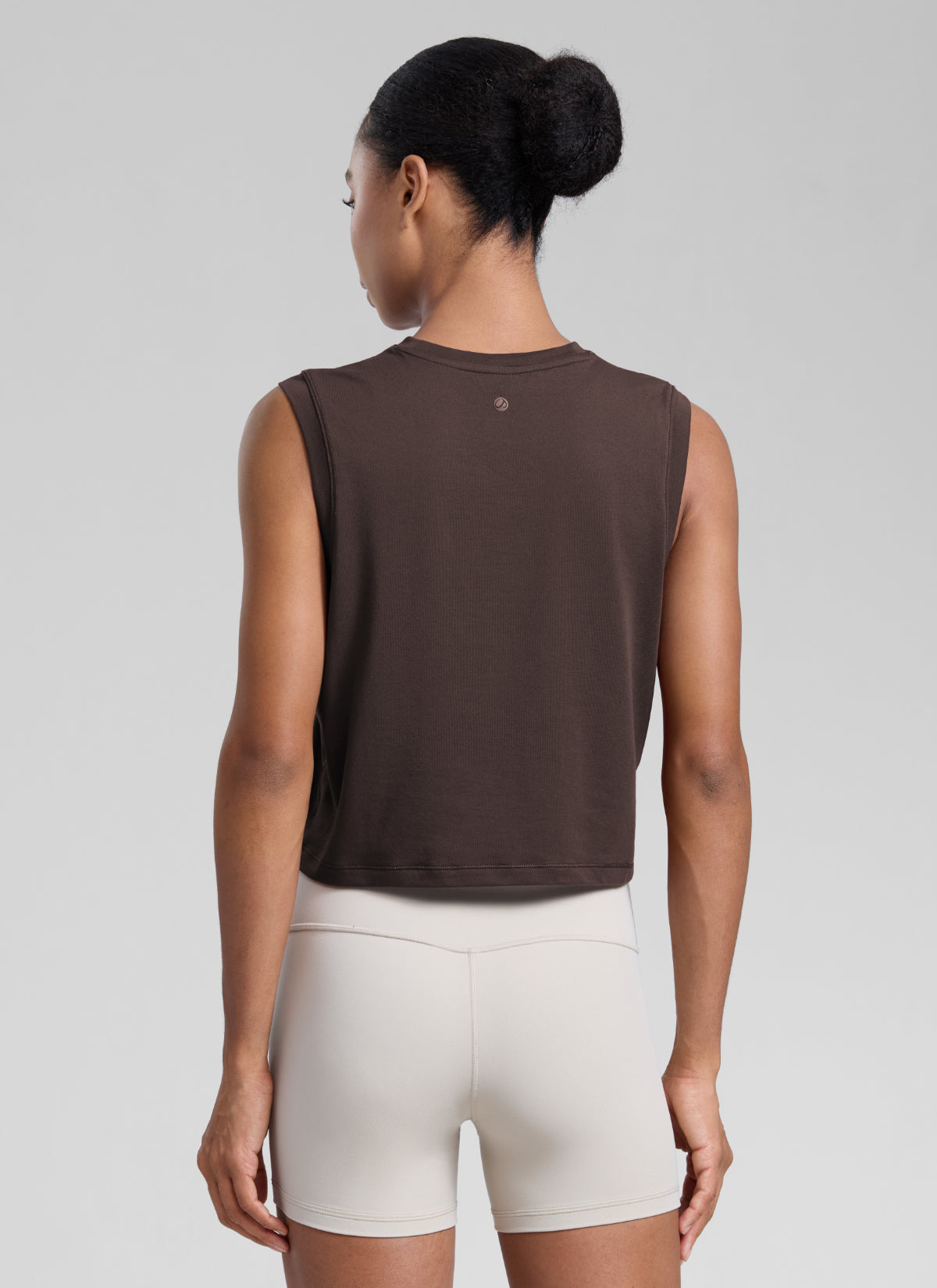 CRZ YOGA Women Workout Casual Poly Cotton-Blend Muscle Tank Quick Dry Hot Fudge Brown