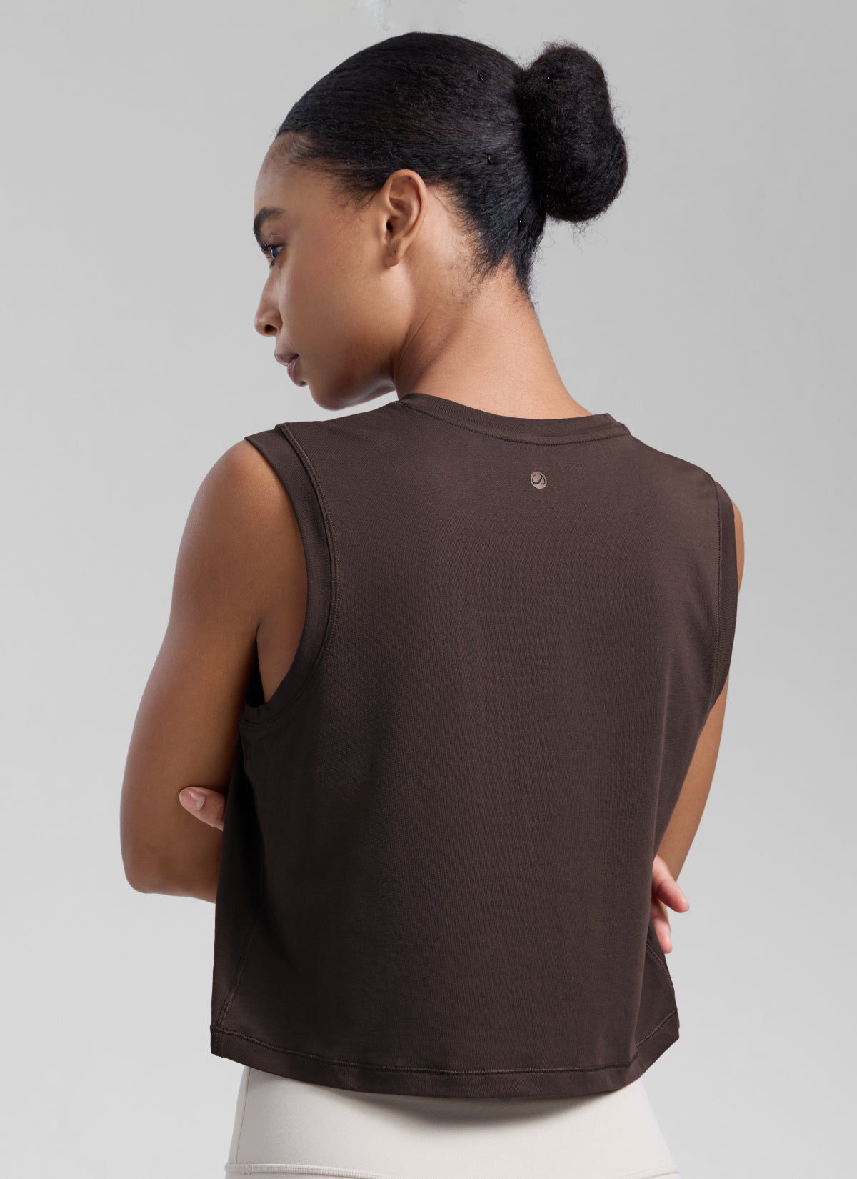 CRZ YOGA Women Workout Casual Poly Cotton-Blend Muscle Tank Quick Dry Hot Fudge Brown