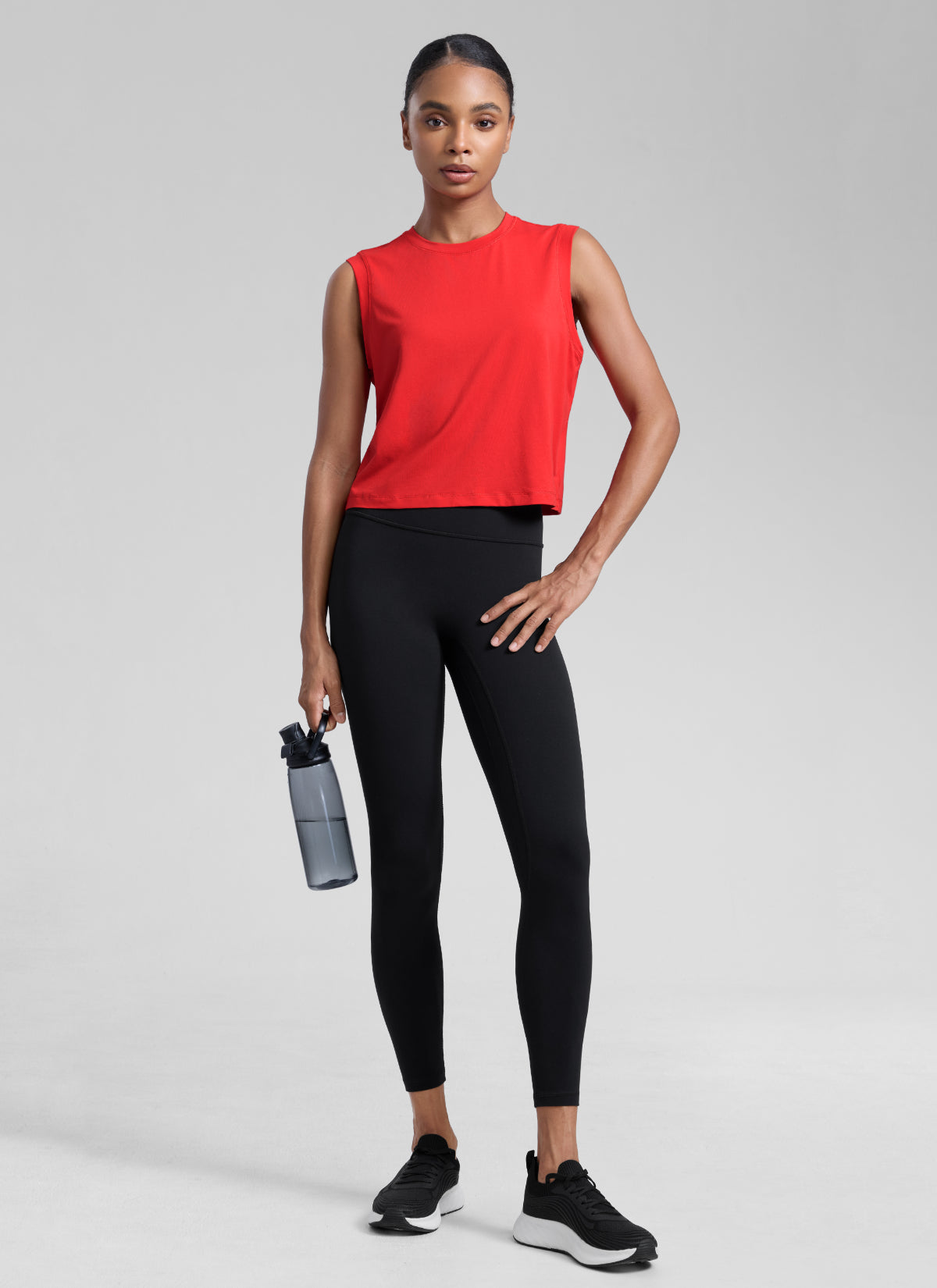 CRZ YOGA Women Workout Casual Poly Cotton-Blend Muscle Tank Quick Dry Deep Red
