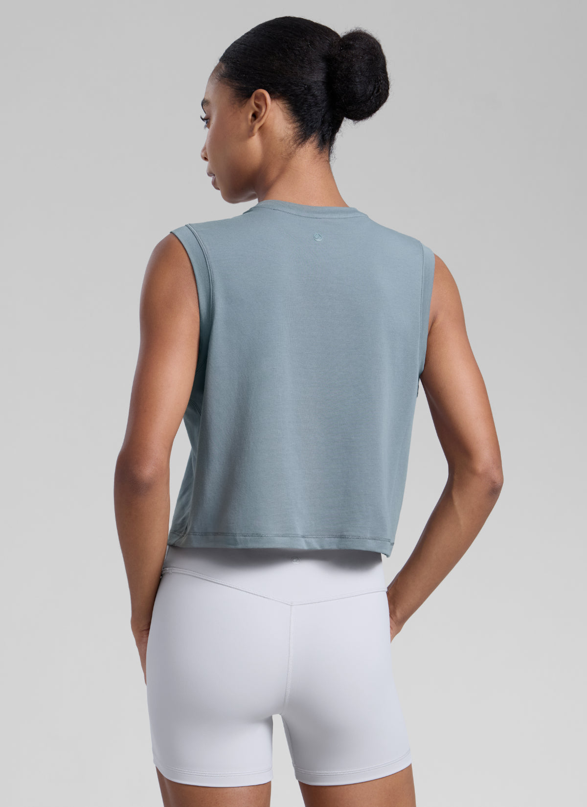 CRZ YOGA Women Workout Casual Poly Cotton-Blend Muscle Tank Quick Dry Belgian Blue