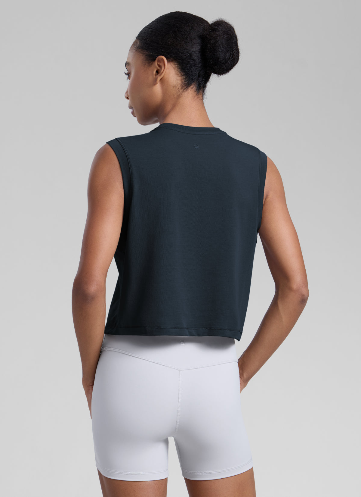 CRZ YOGA Women Workout Casual Poly Cotton-Blend Muscle Tank Quick Dry True Navy