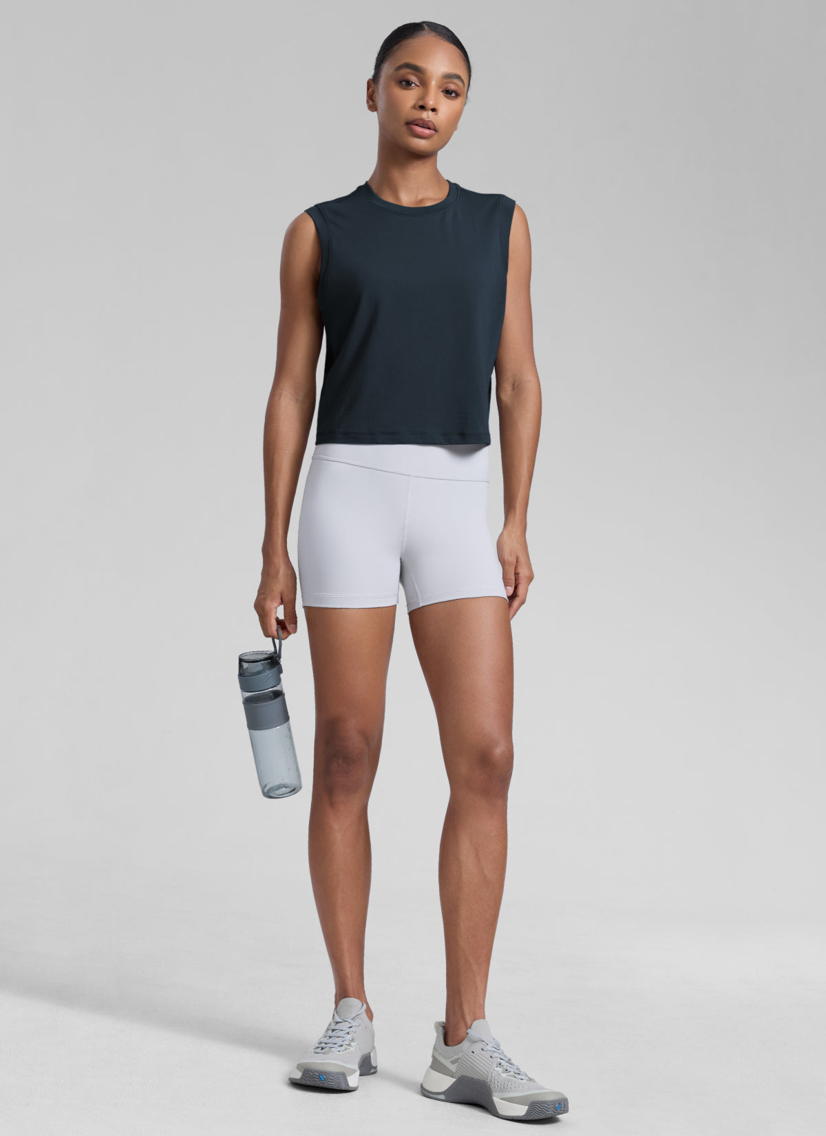 CRZ YOGA Women Workout Casual Poly Cotton-Blend Muscle Tank Quick Dry True Navy