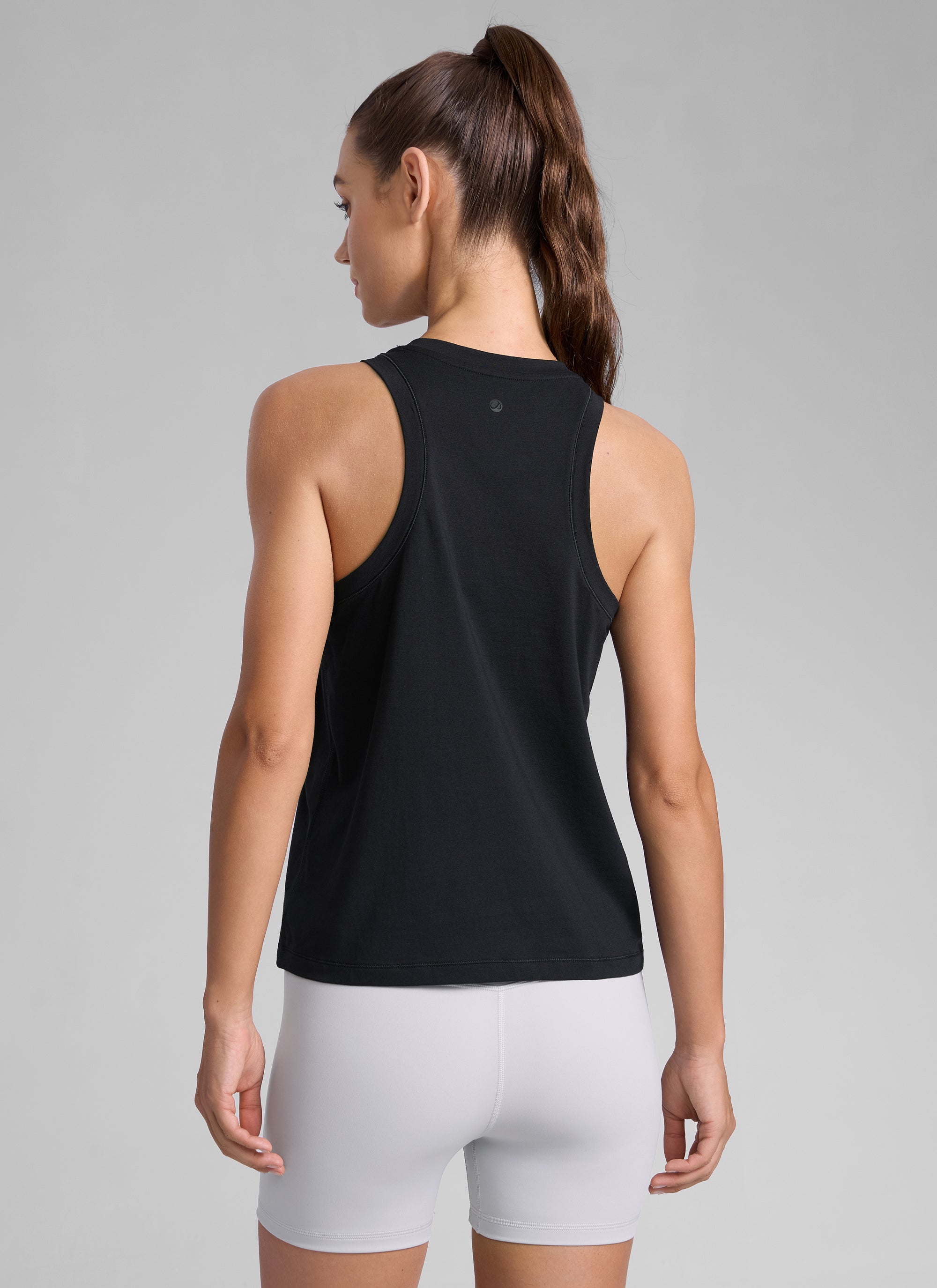 CRZ YOGA Women Workout Casual Poly Cotton-Blend Racerback Tank Tops Black