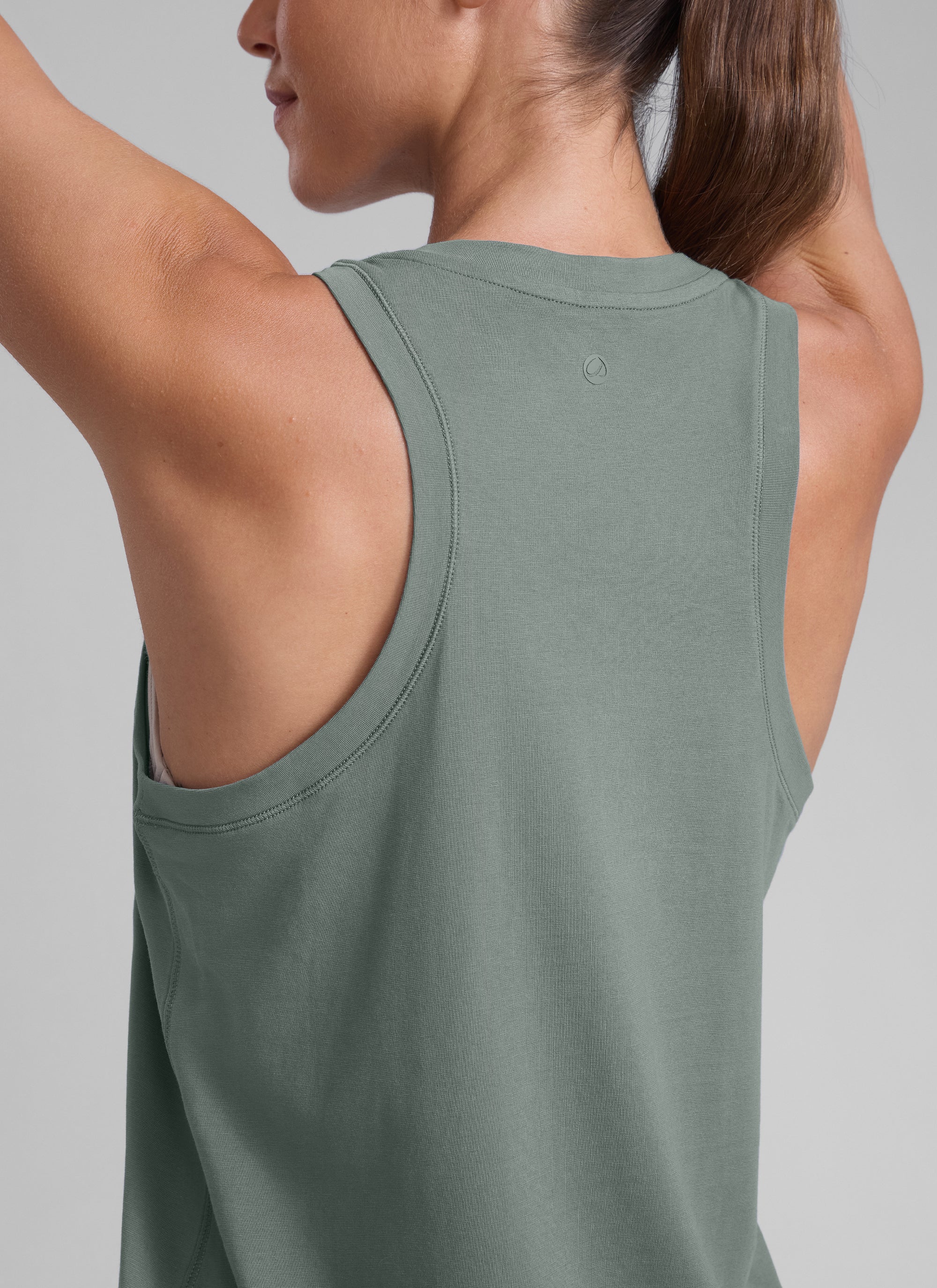 CRZ YOGA Women Workout Casual Poly Cotton-Blend Racerback Tank Tops Grey Sage