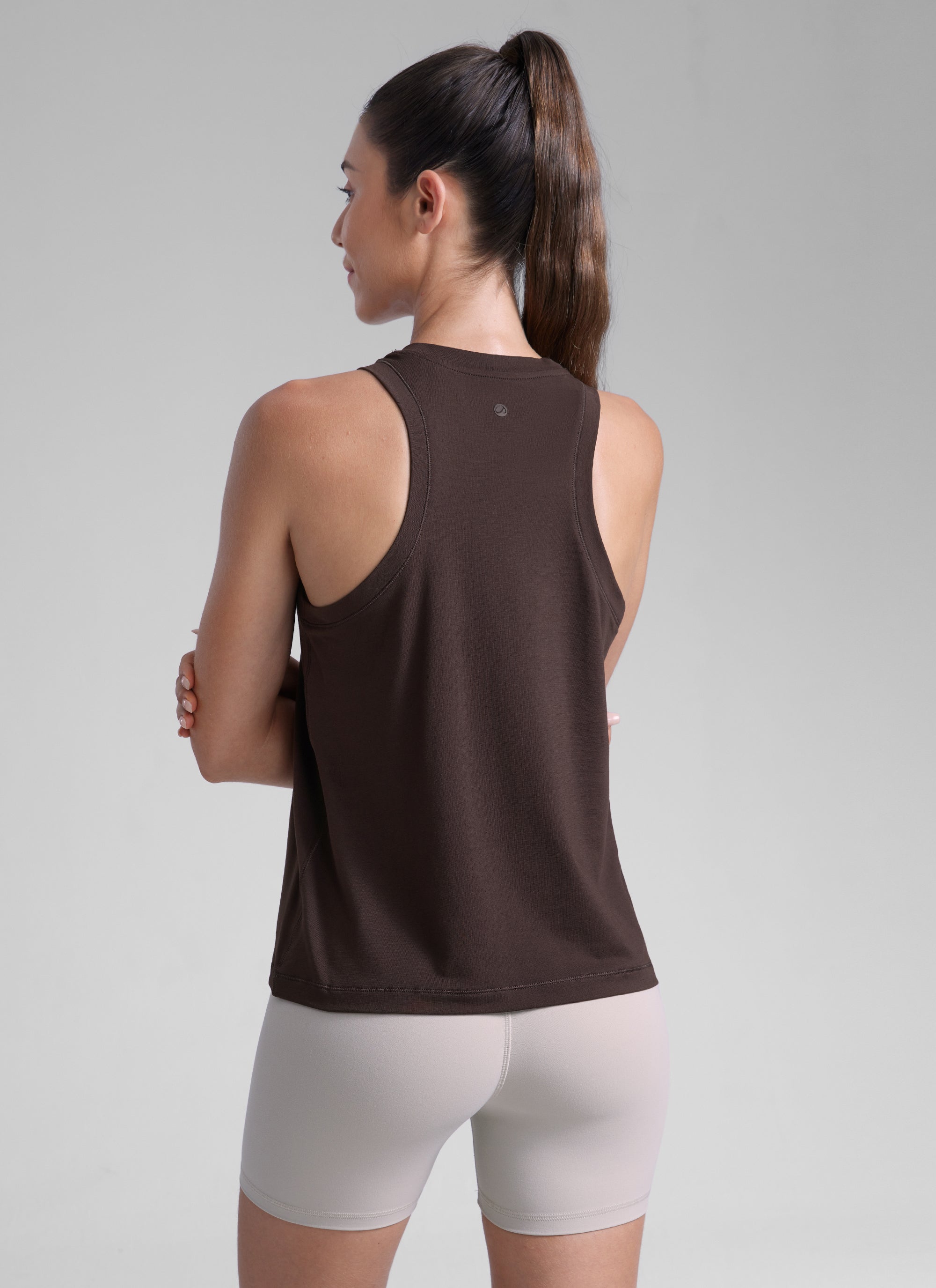 CRZ YOGA Women Workout Casual Poly Cotton-Blend Racerback Tank Tops Hot Fudge Brown