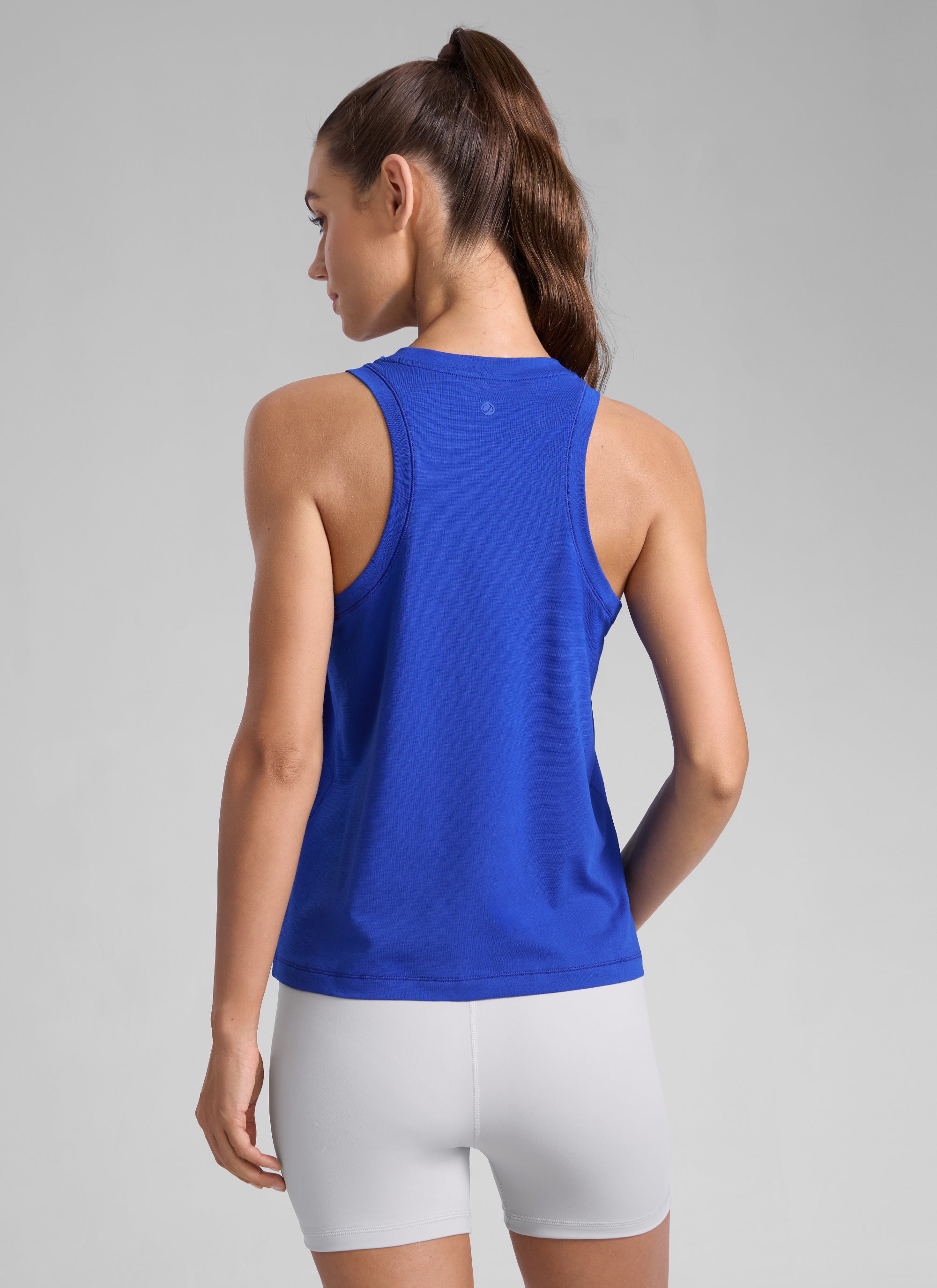 CRZ YOGA Women Workout Casual Poly Cotton-Blend Racerback Tank Tops Waves Blue