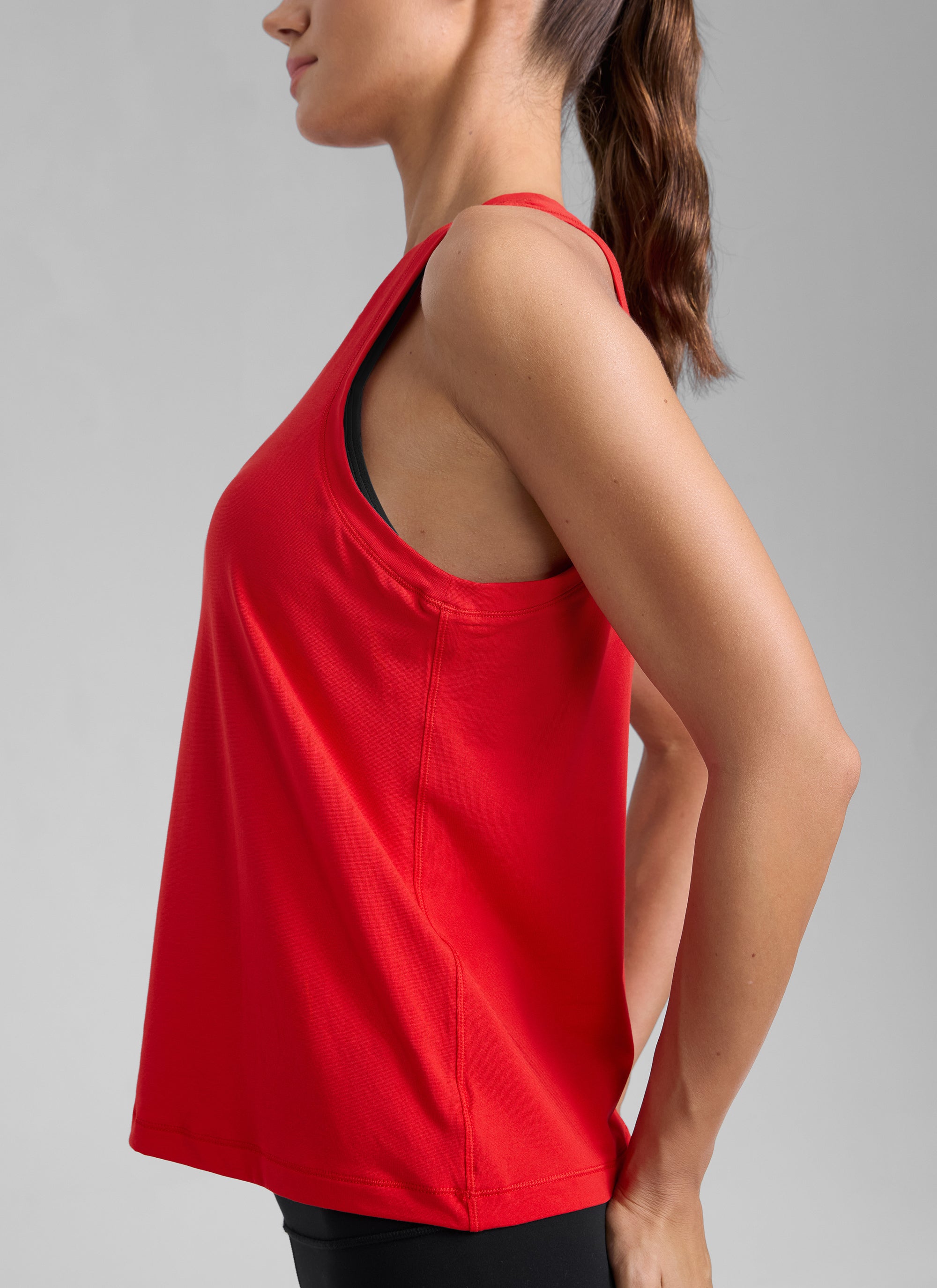 CRZ YOGA Women Workout Casual Poly Cotton-Blend Racerback Tank Tops Deep Red