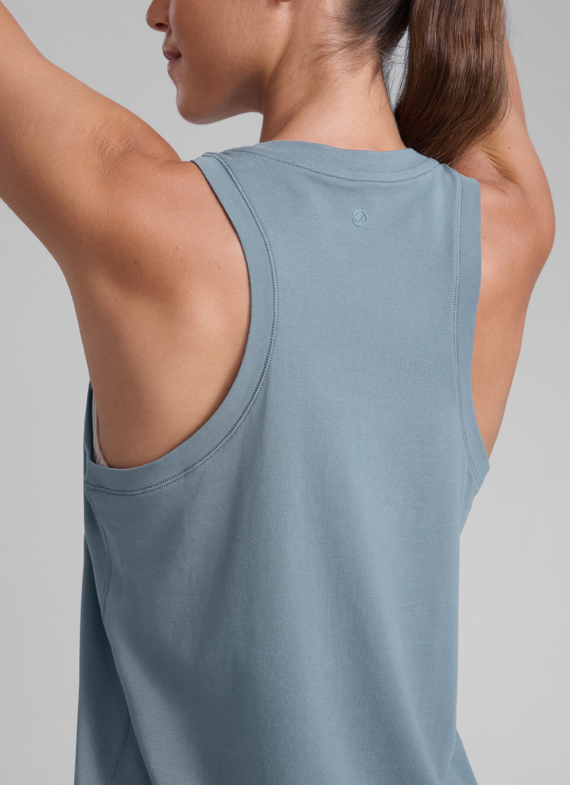 CRZ YOGA Women Workout Casual Poly Cotton-Blend Racerback Tank Tops Belgian Blue