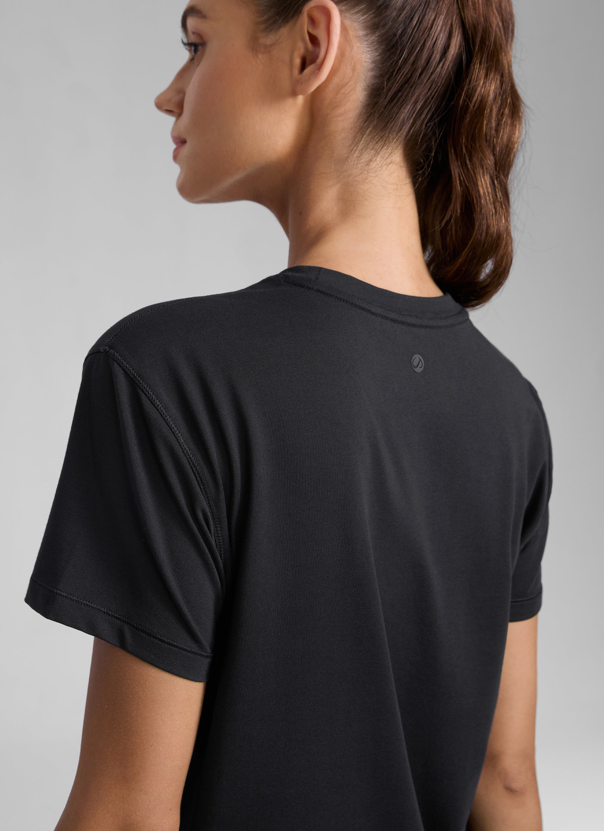 CRZ YOGA Women's Workout Casual Poly Cotton-Blend Short Sleeve Black