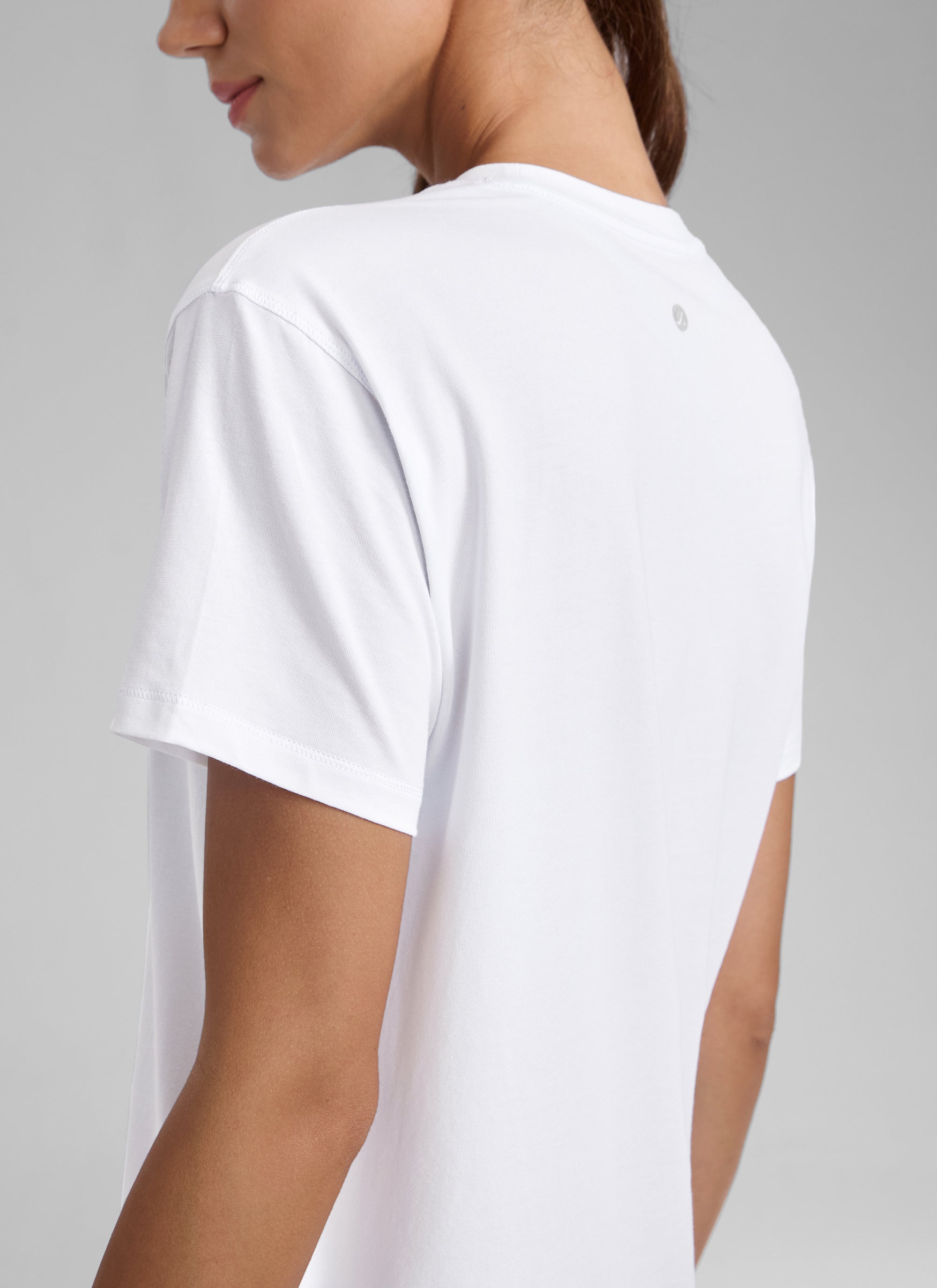 CRZ YOGA Women's Workout Casual Poly Cotton-Blend Short Sleeve White