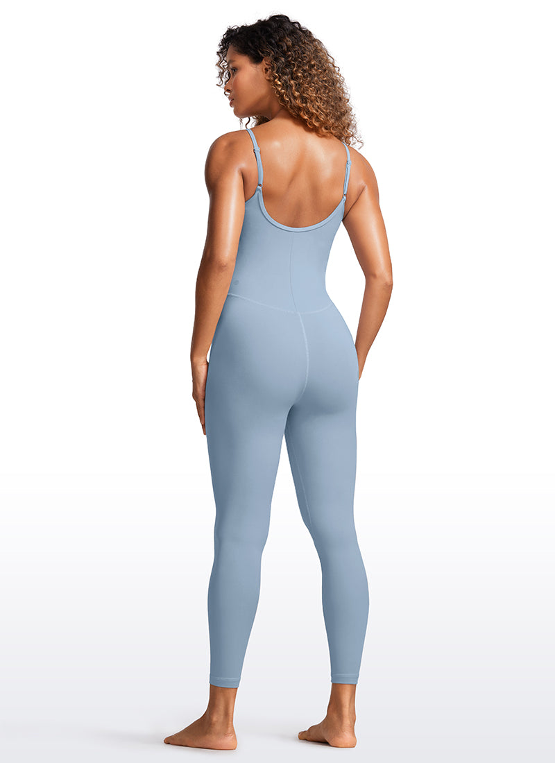 CRZ YOGA Women's Yoga Tight Fit Jumpsuits Build-in Bra Bodysuits Cambric Blue @model_info:gigi