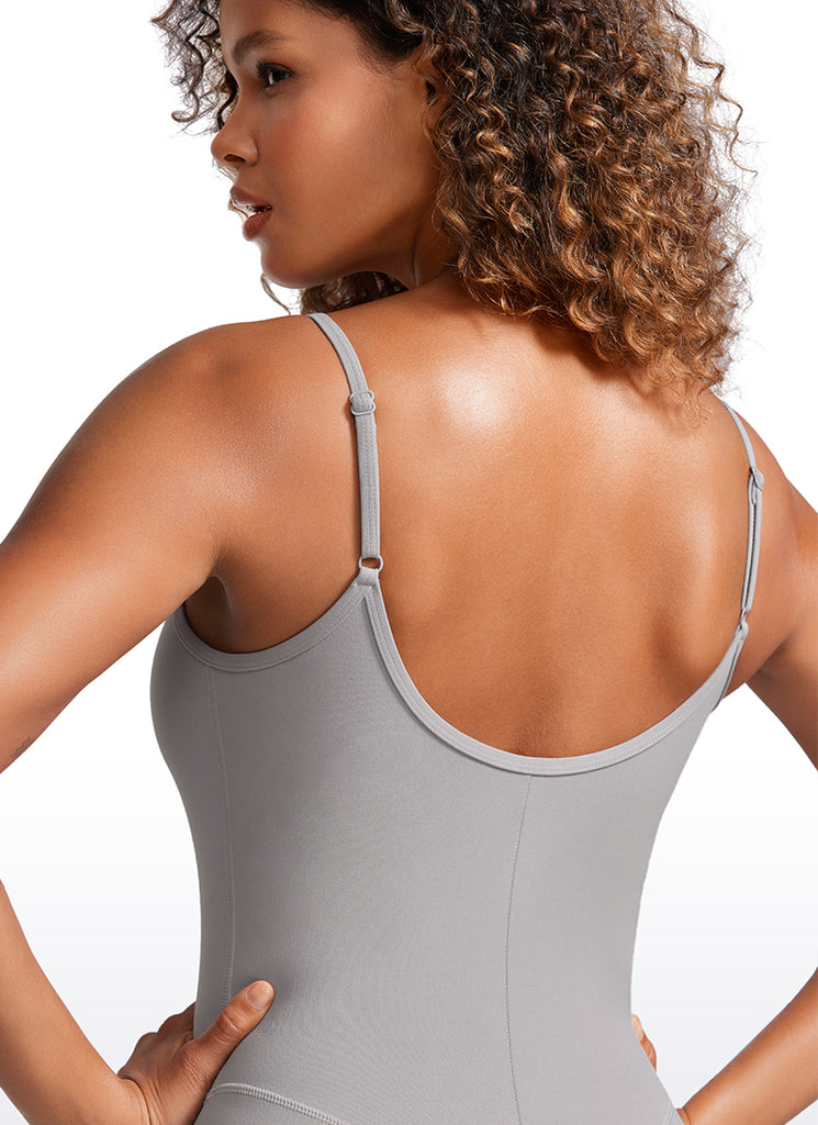 CRZ YOGA Women's Yoga Tight Fit Jumpsuits Build-in Bra Bodysuits Gull Gray