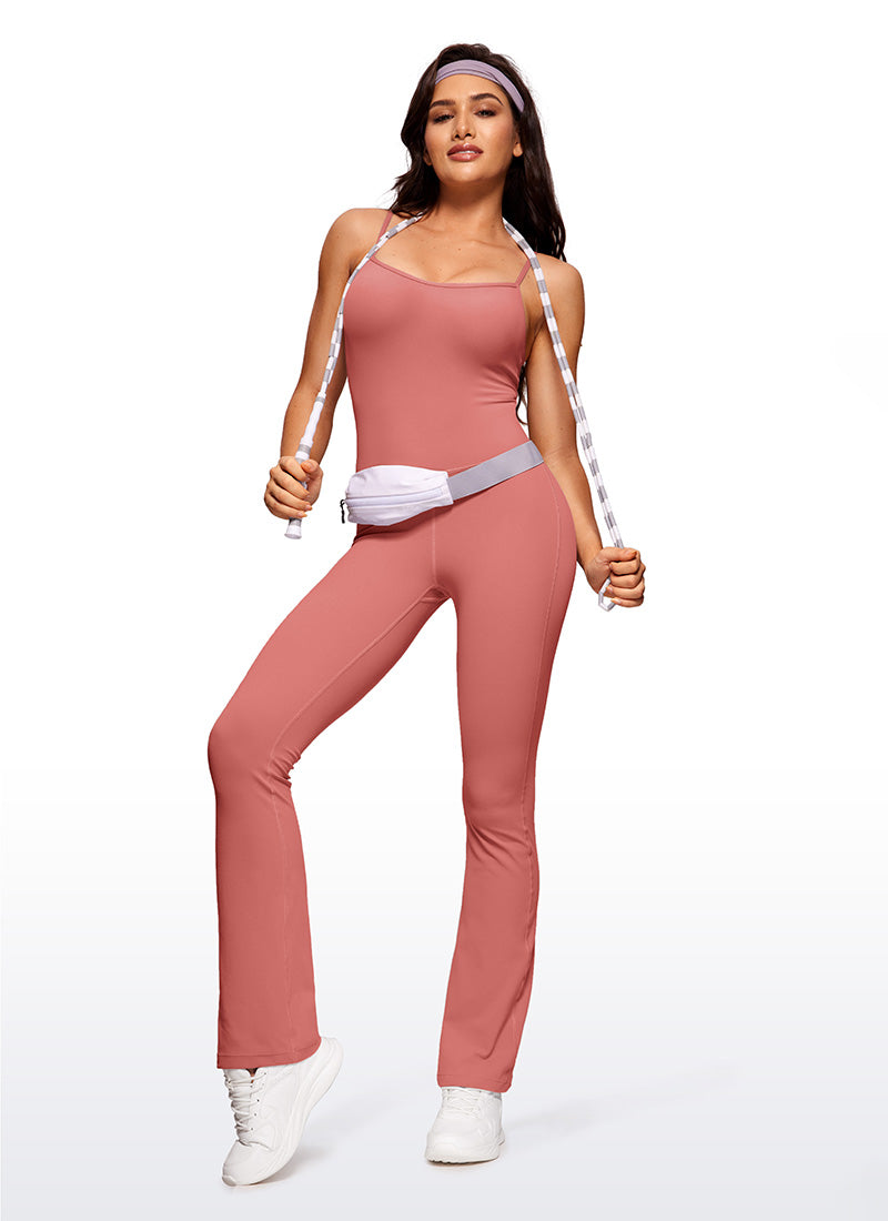 CRZ YOGA Women's Yoga Tight Fit Flare Jumpsuits Build-in Bra Bodysuits Briar Rose @model_info:CE